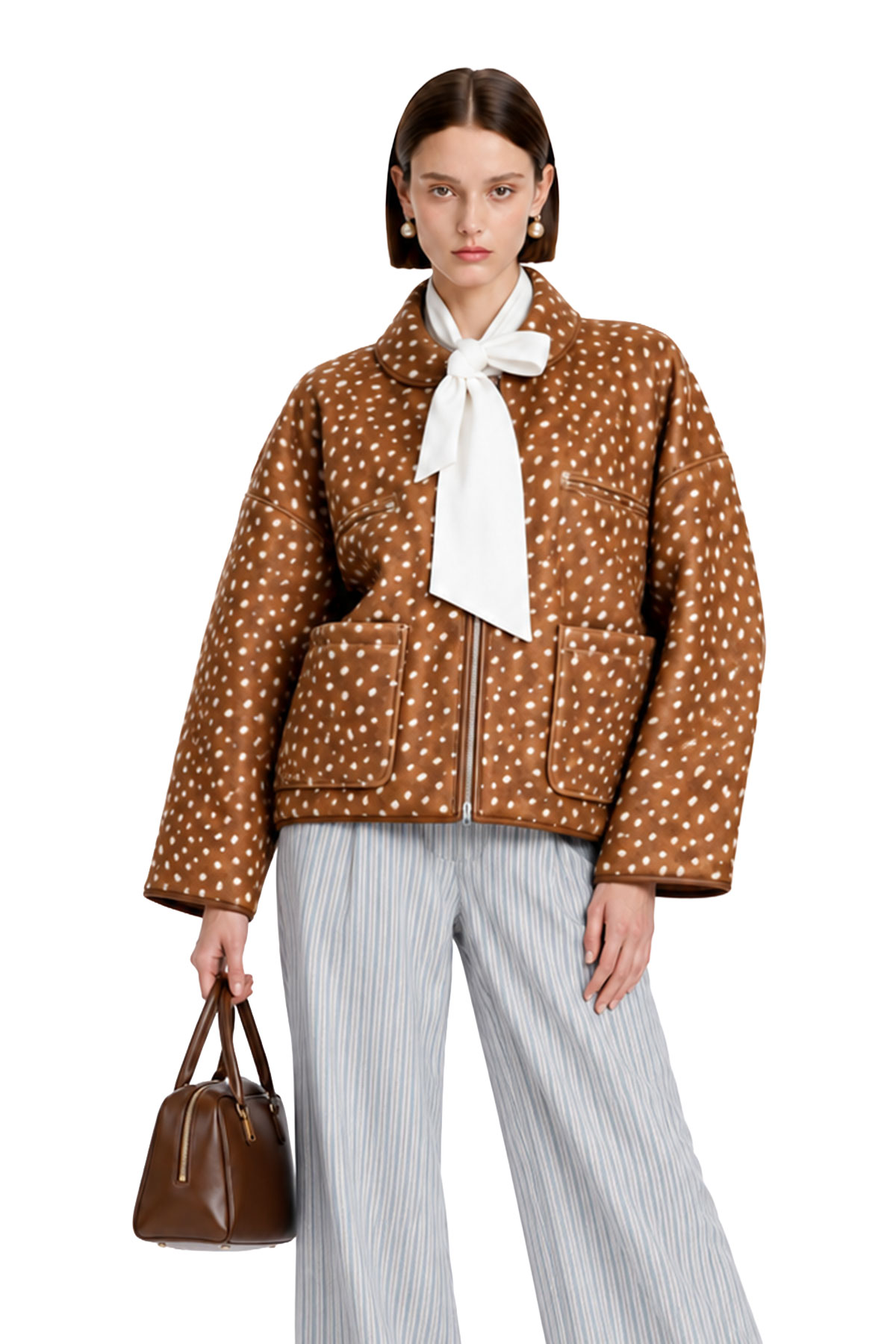 Kyrene High Neck Deer Print Jaceket