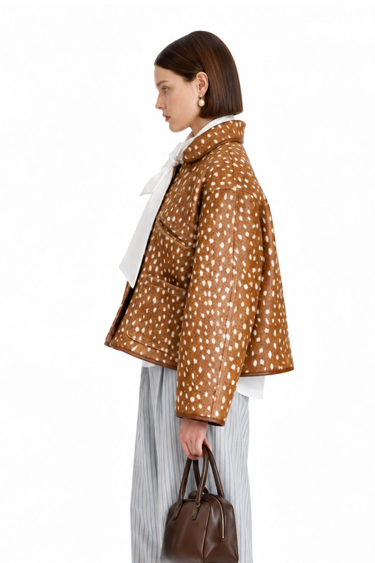 Kyrene High Neck Deer Print Jaceket