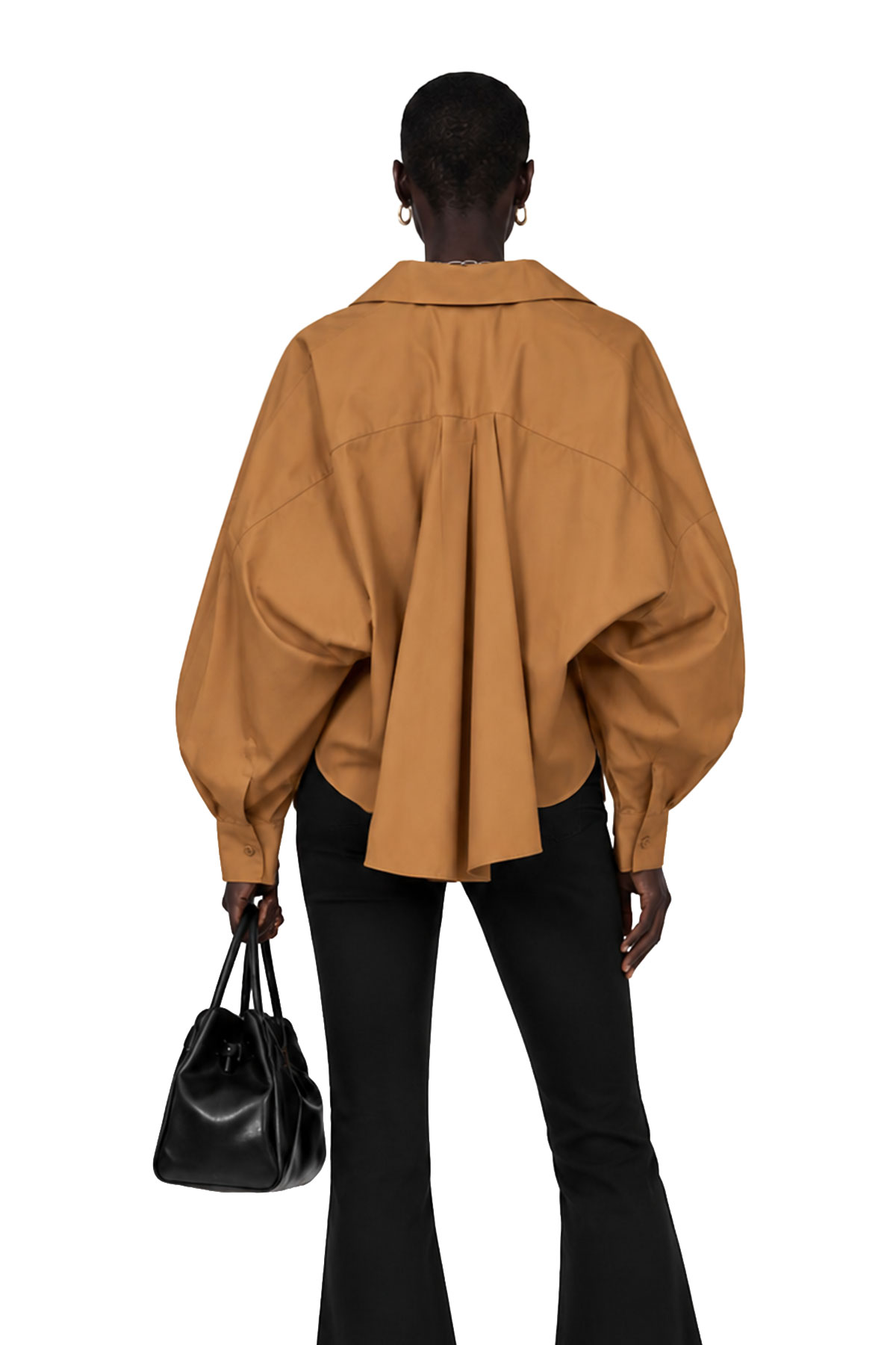 Kyros V Neck Ruch Shirt  In Khaki