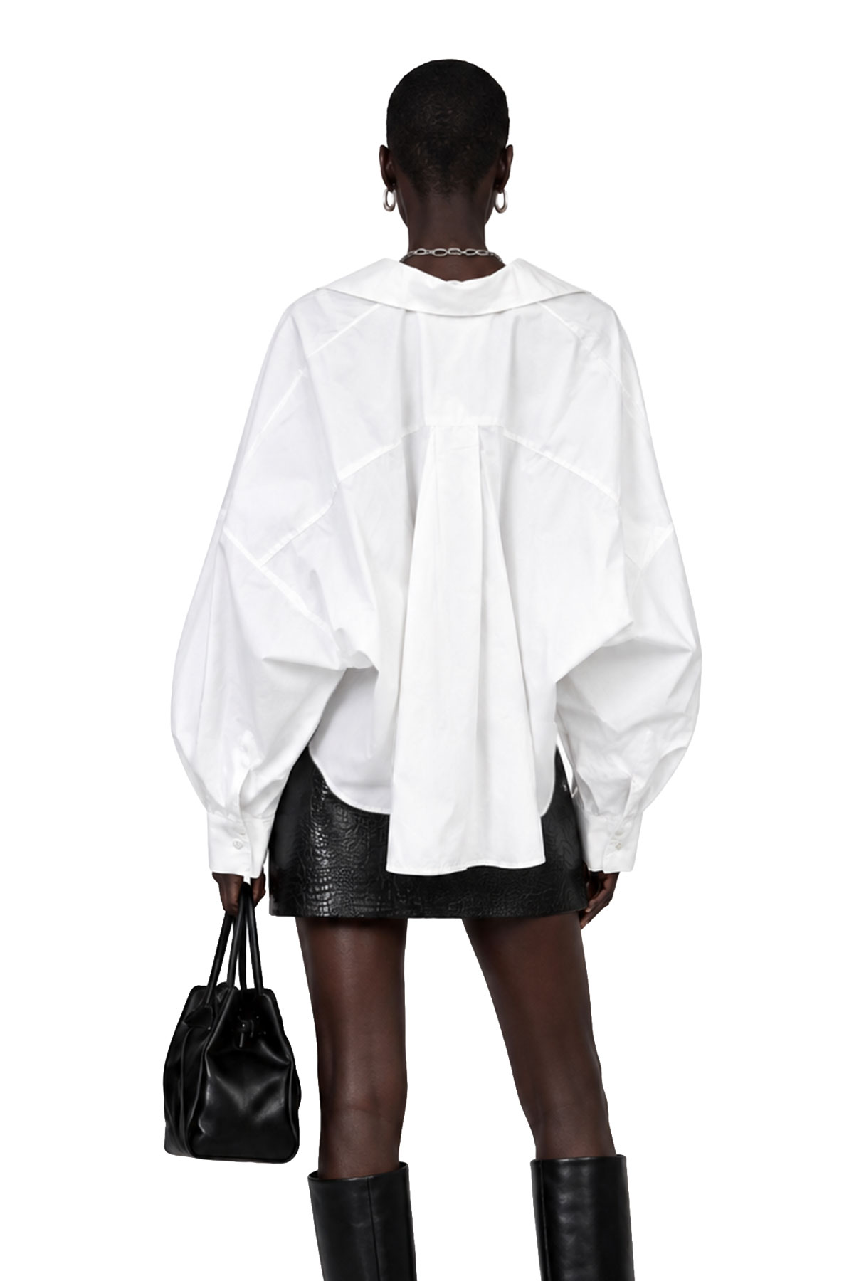 Kyros V Neck Ruch Shirt In White