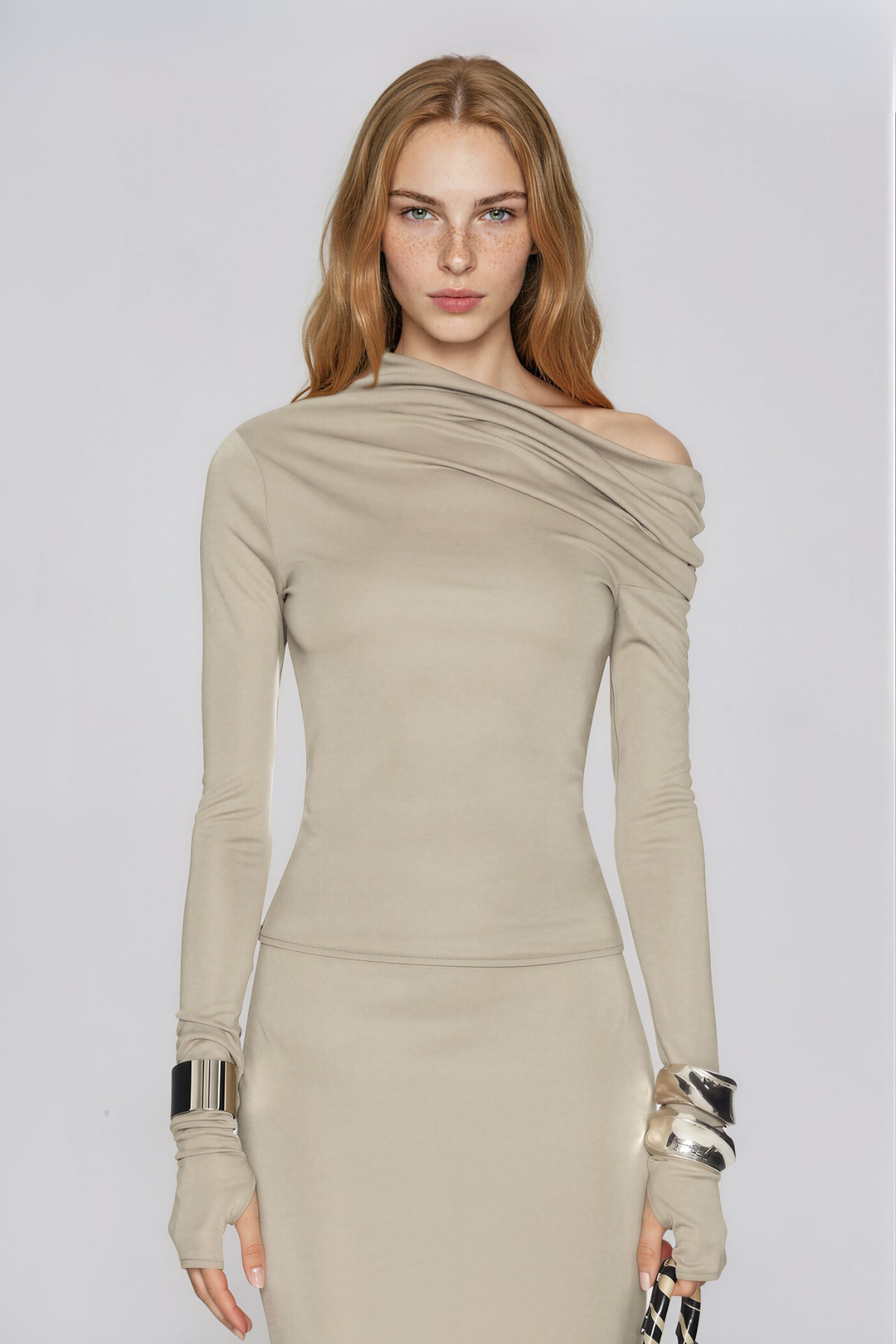 Kyu One Shoulder Ruch Top