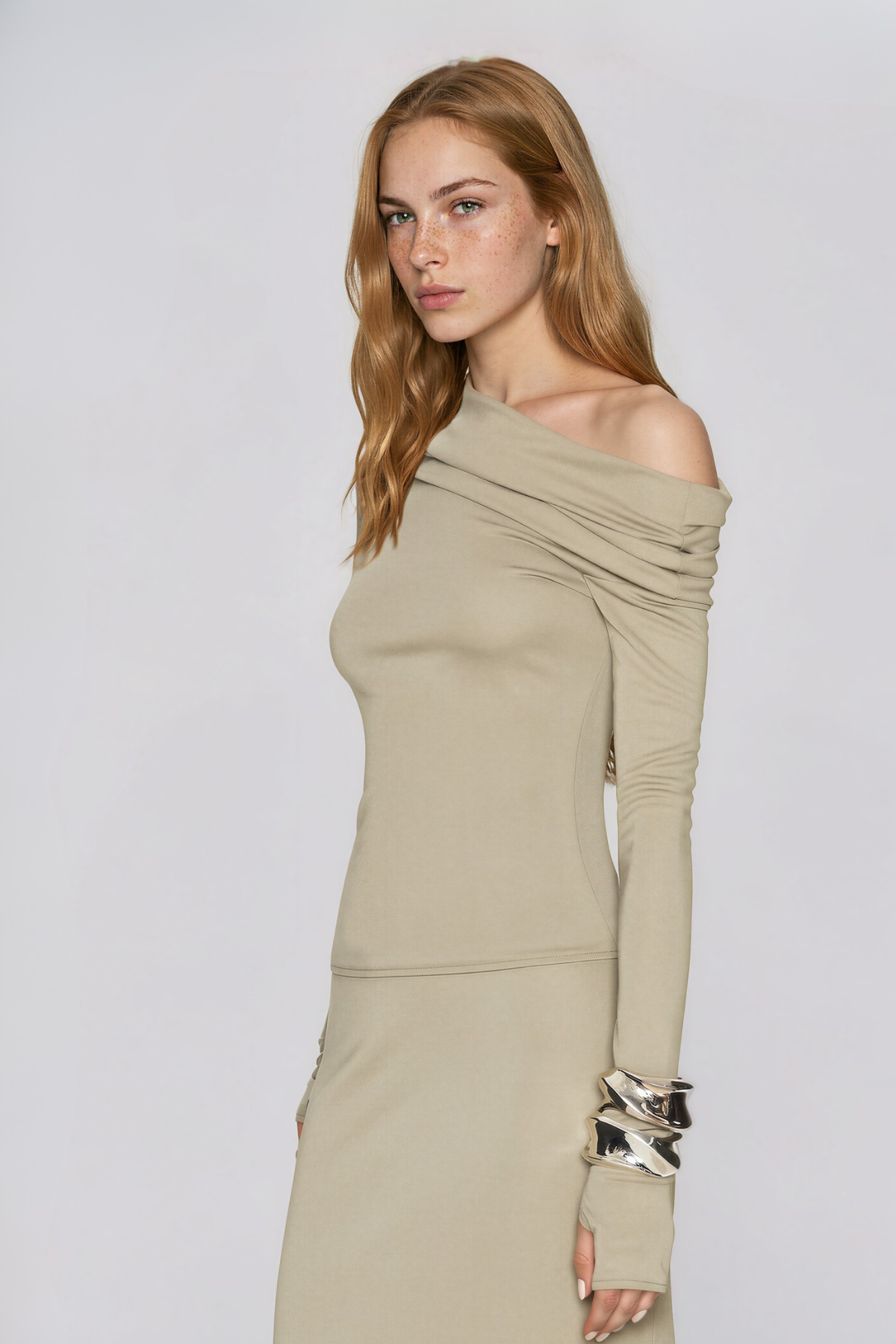 Kyu One Shoulder Ruch Top