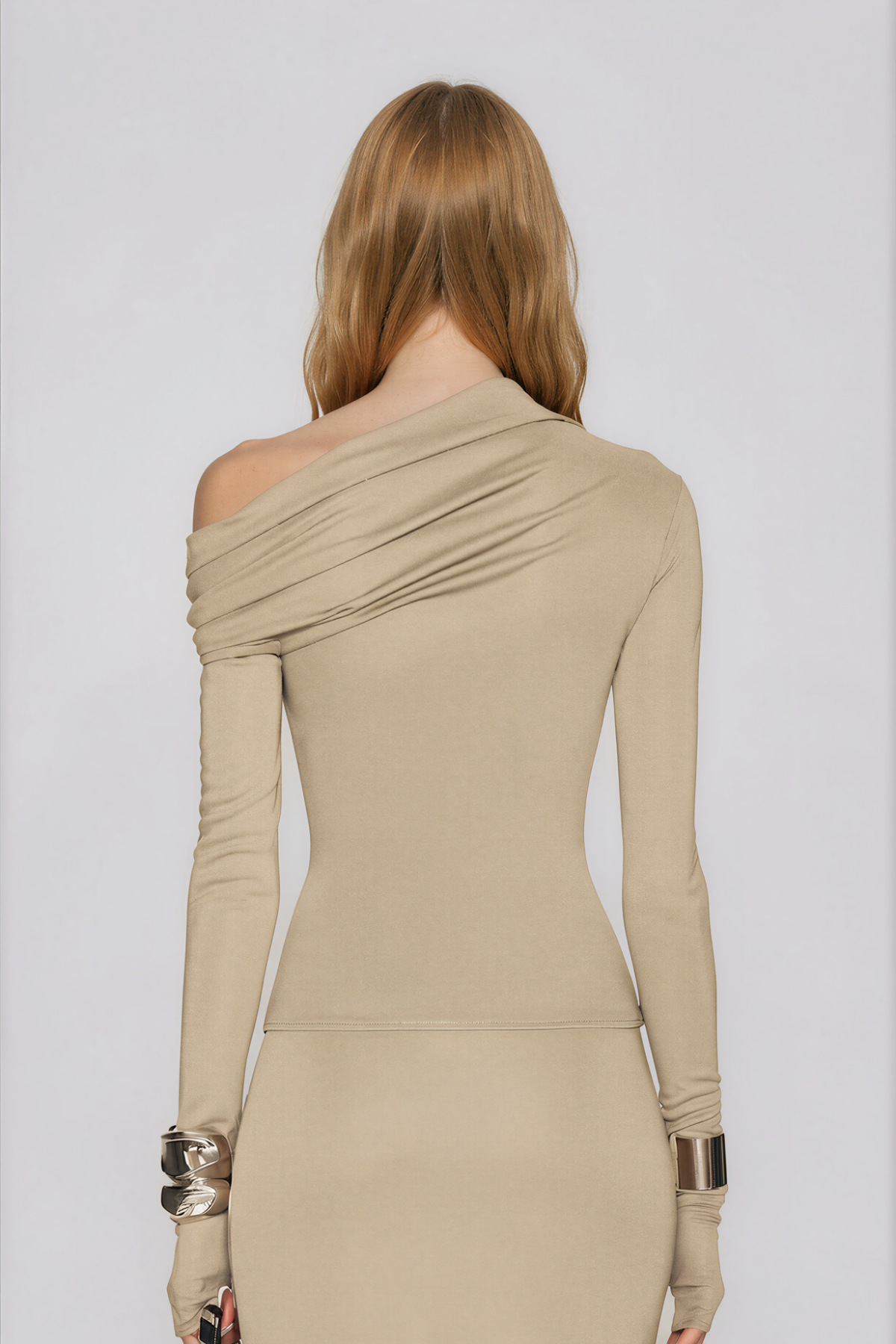 Kyu One Shoulder Ruch Top
