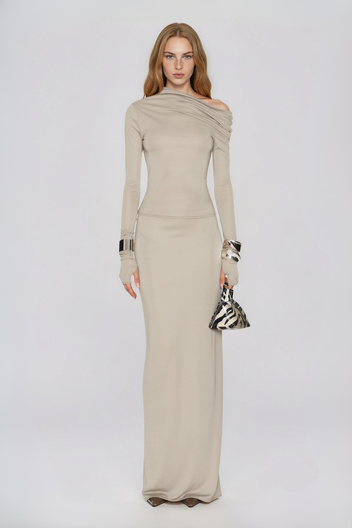 Kyu One Shoulder Ruch Top