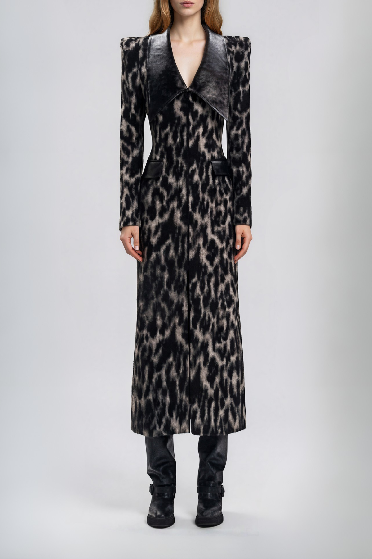 Kyung Deconstruct Leopard Leather Jacket