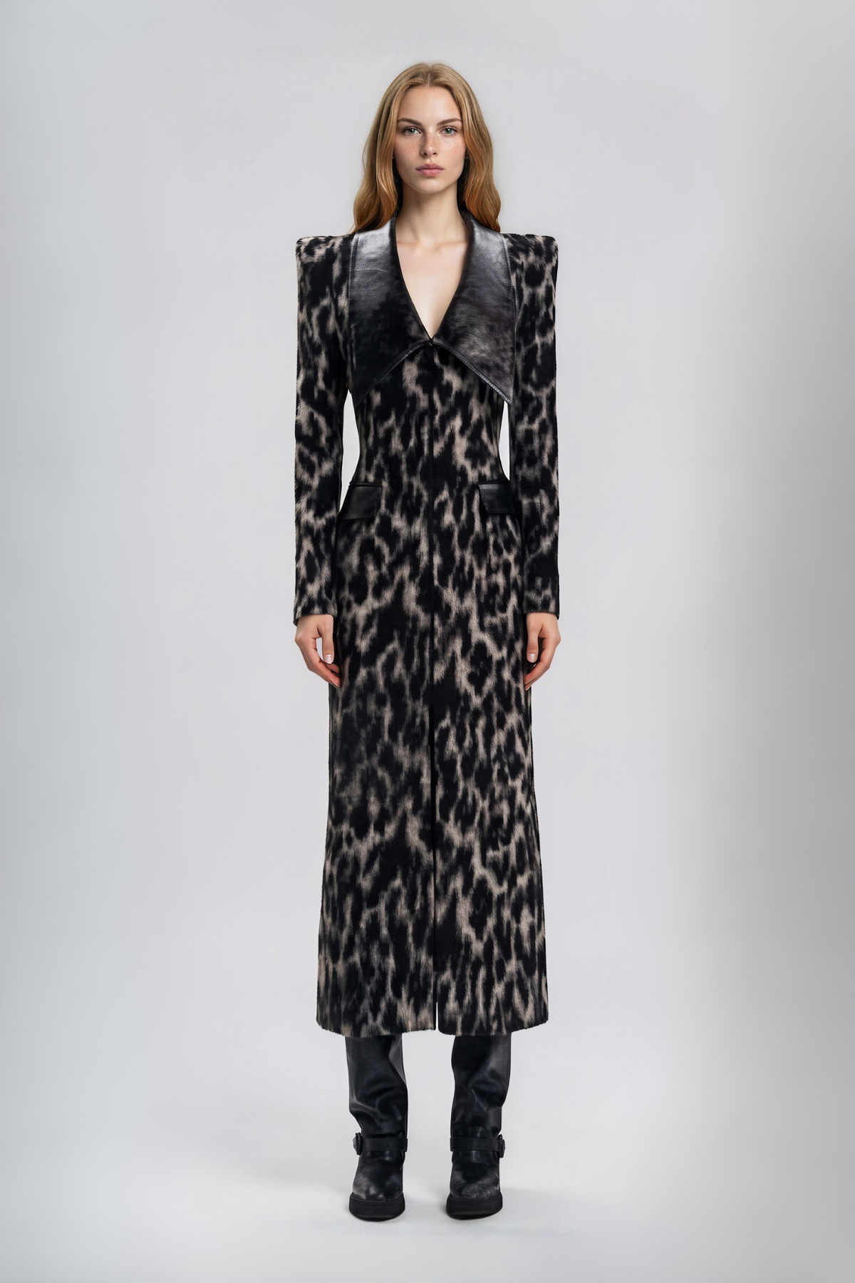 Kyung Deconstruct Leopard Leather Jacket