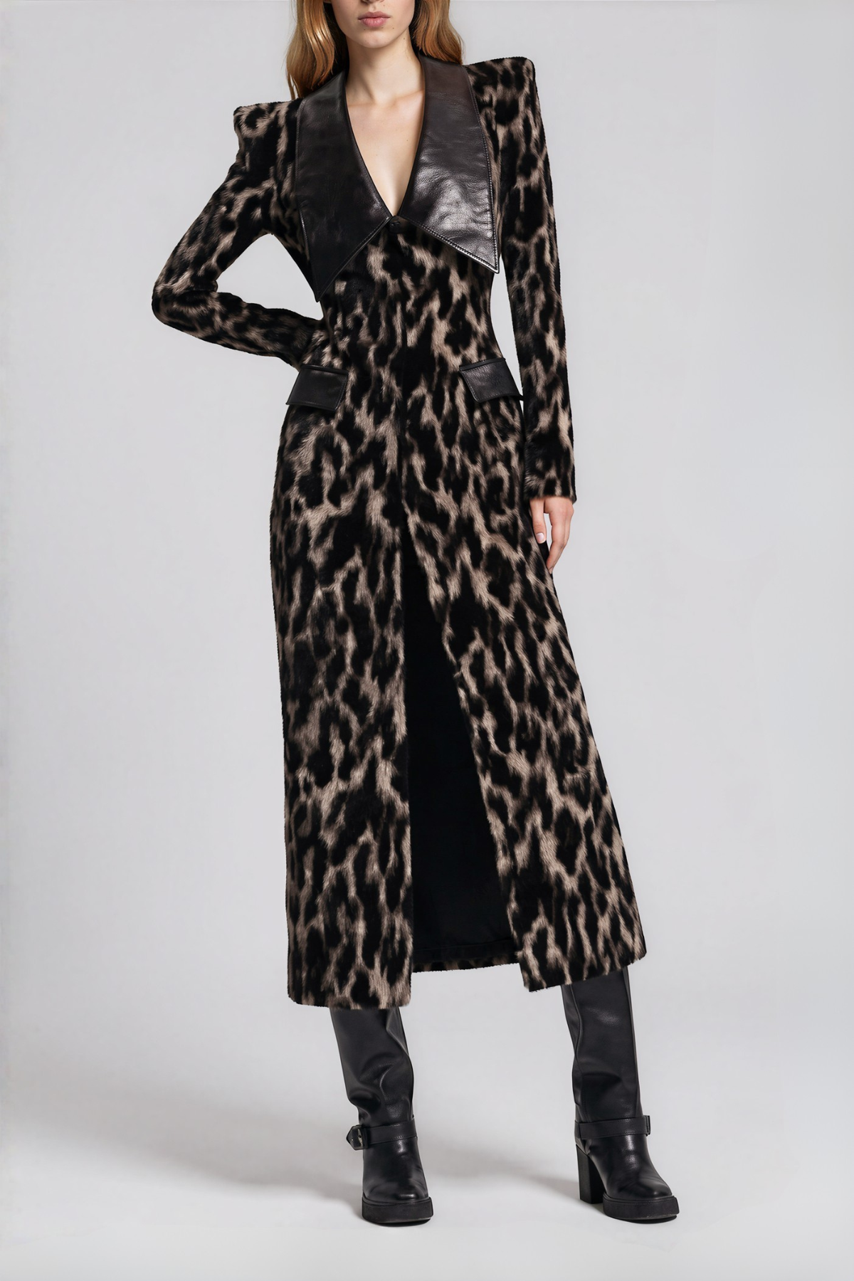 Kyung Deconstruct Leopard Leather Jacket