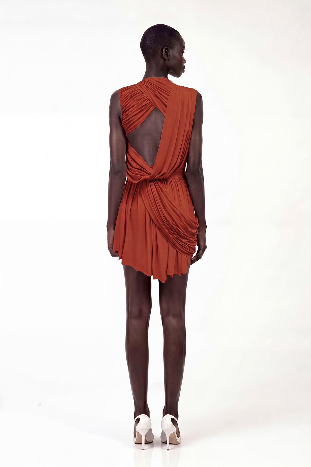 Leisa Sleeveless Draped Mini Dress In Red