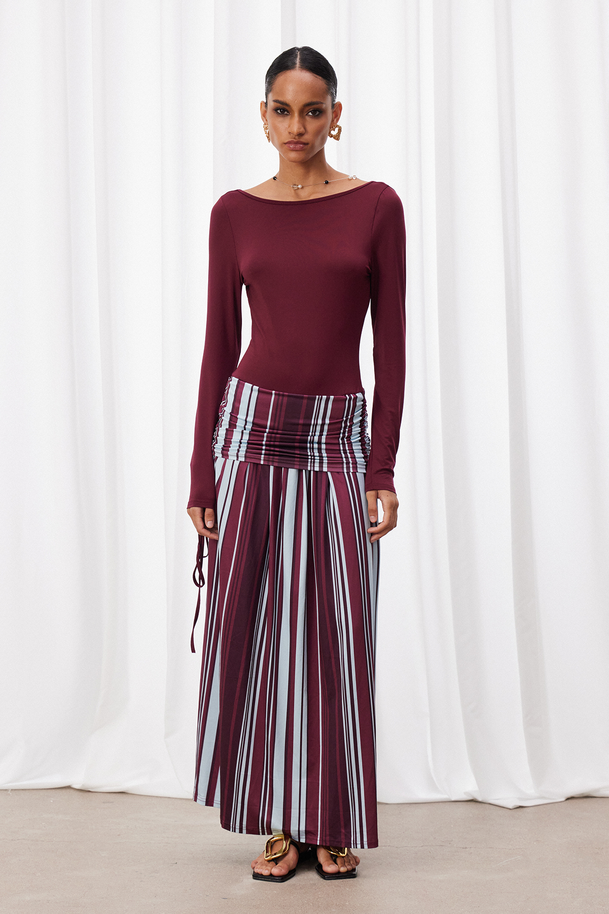Maacah Backless Asymmetric Maxi Dress