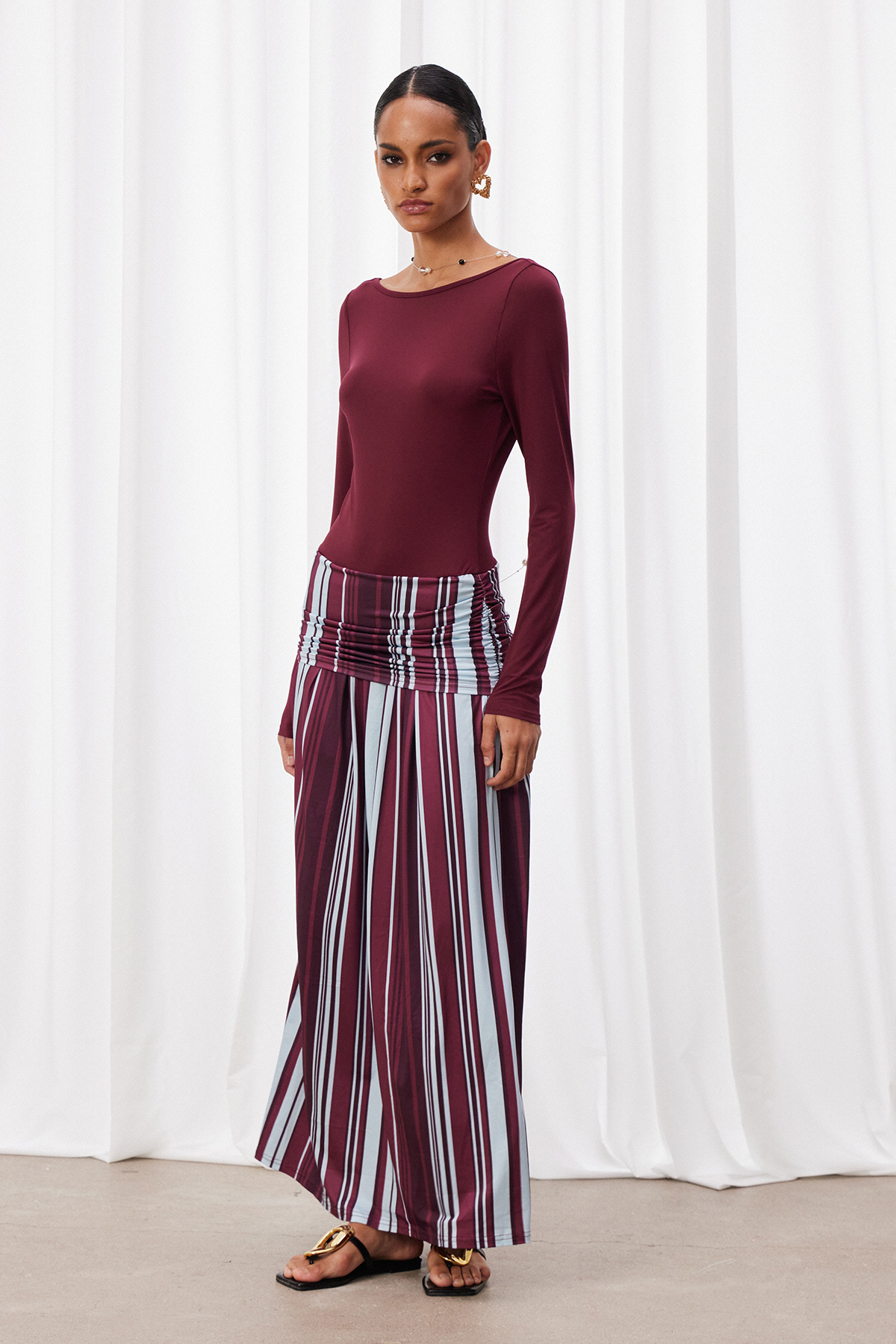 Maacah Backless Asymmetric Maxi Dress