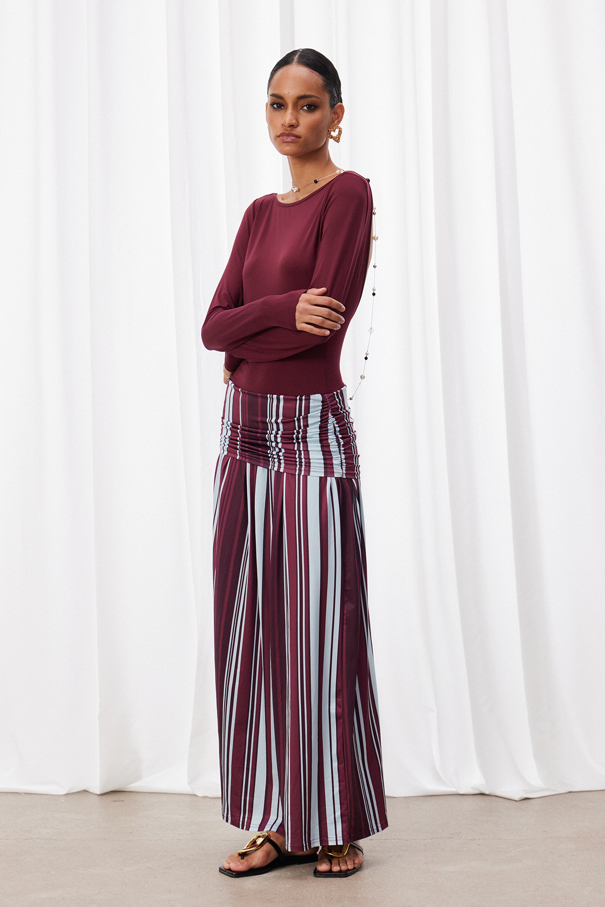 Maacah Backless Asymmetric Maxi Dress