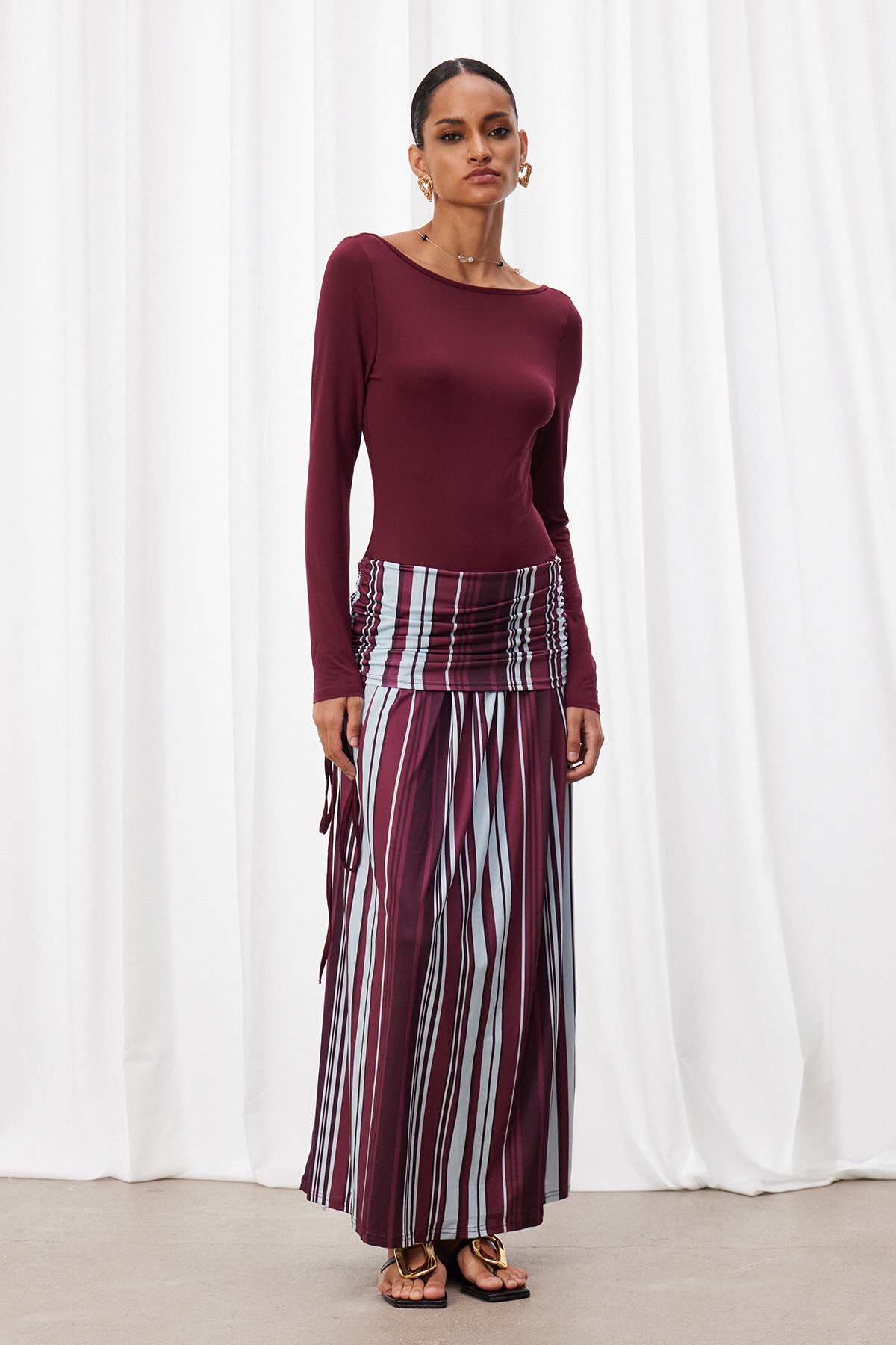 Maacah Backless Asymmetric Maxi Dress