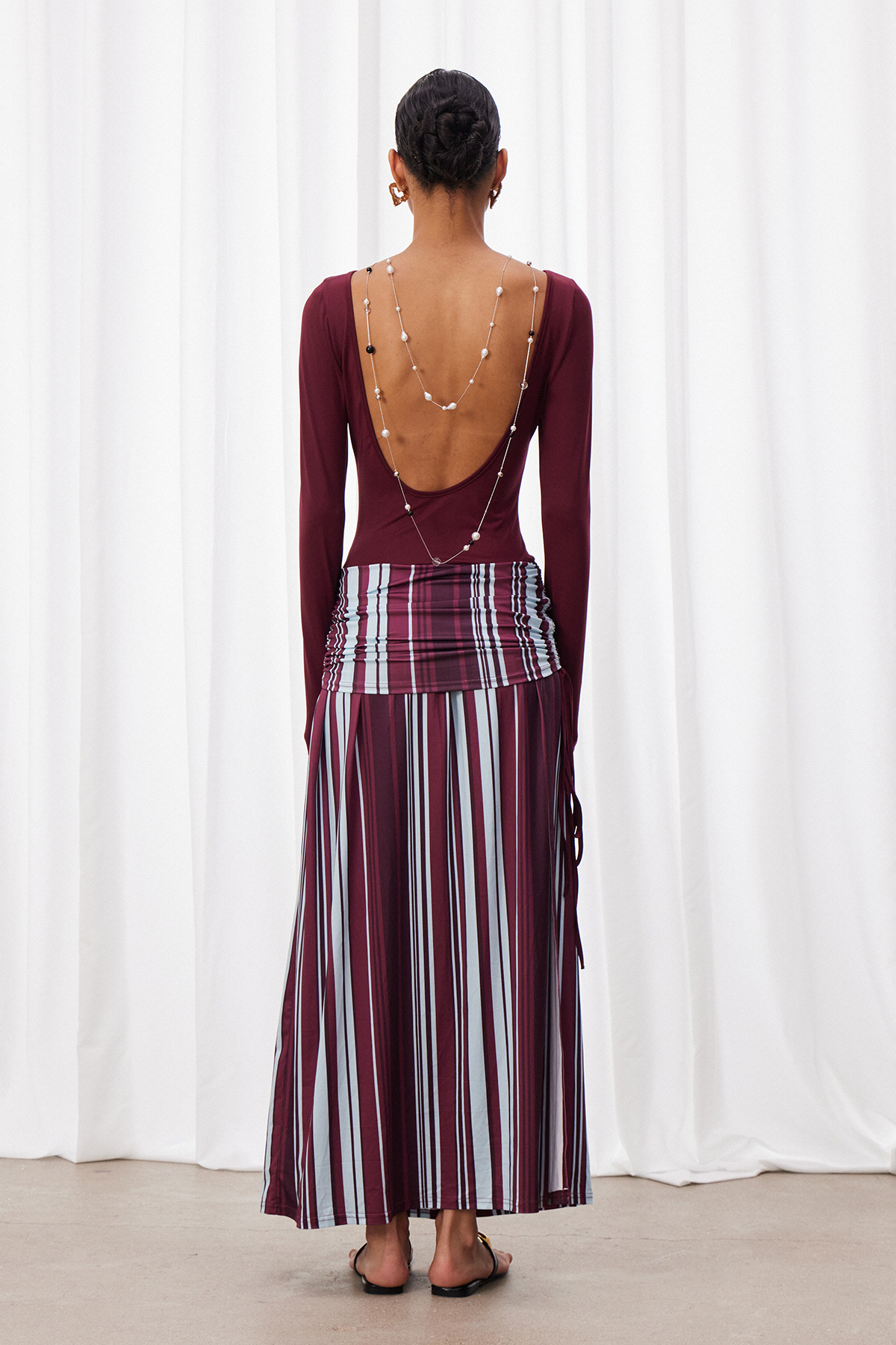 Maacah Backless Asymmetric Maxi Dress