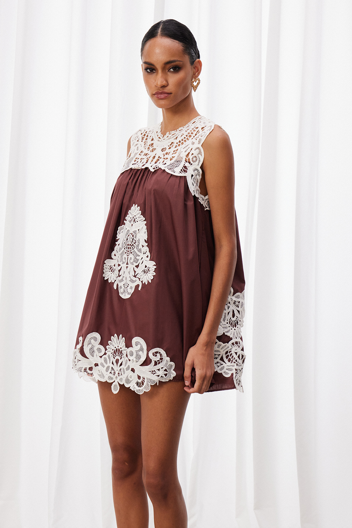 Maachah Sleeveless Lace Mini Dress