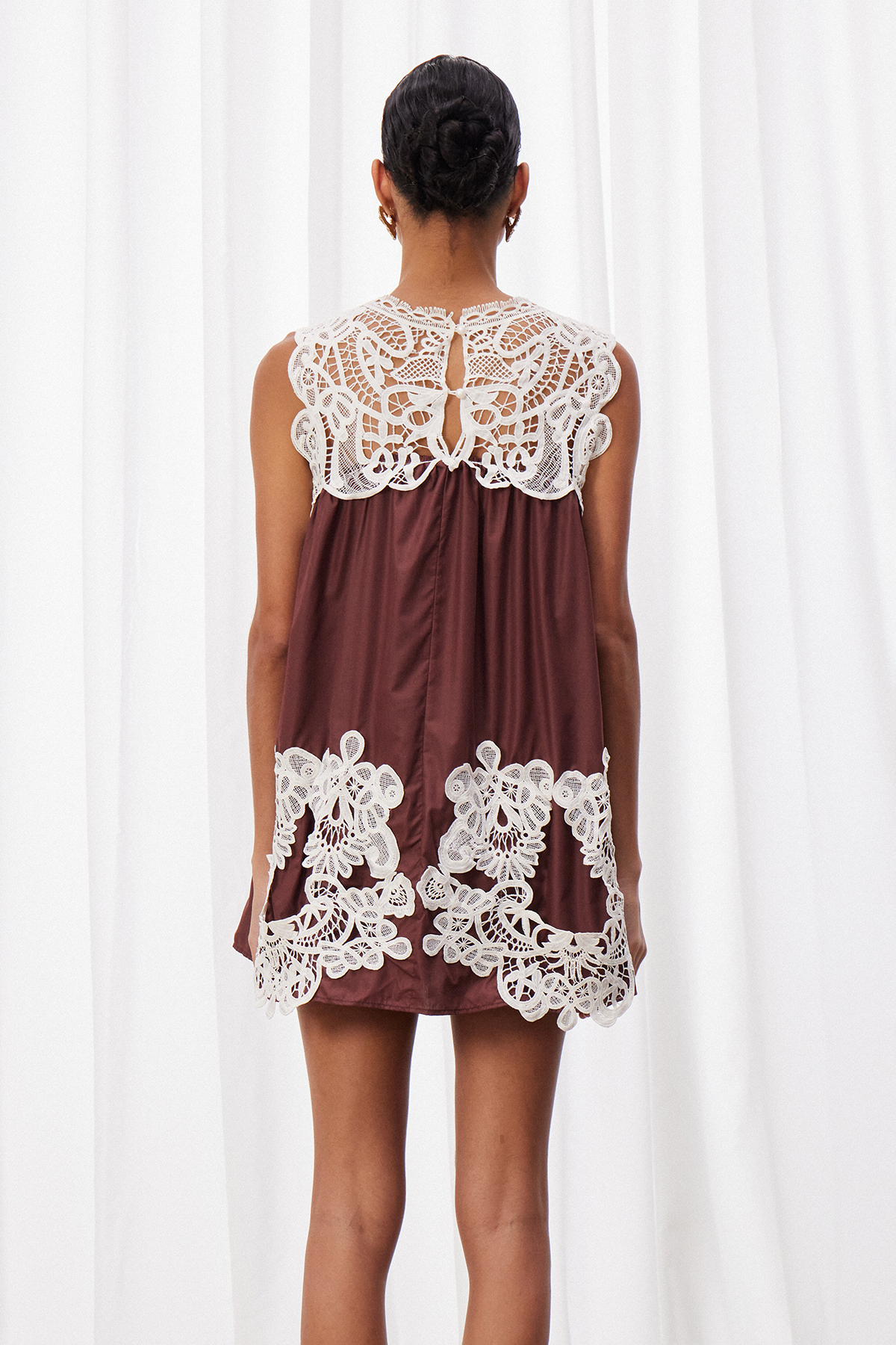 Maachah Sleeveless Lace Mini Dress