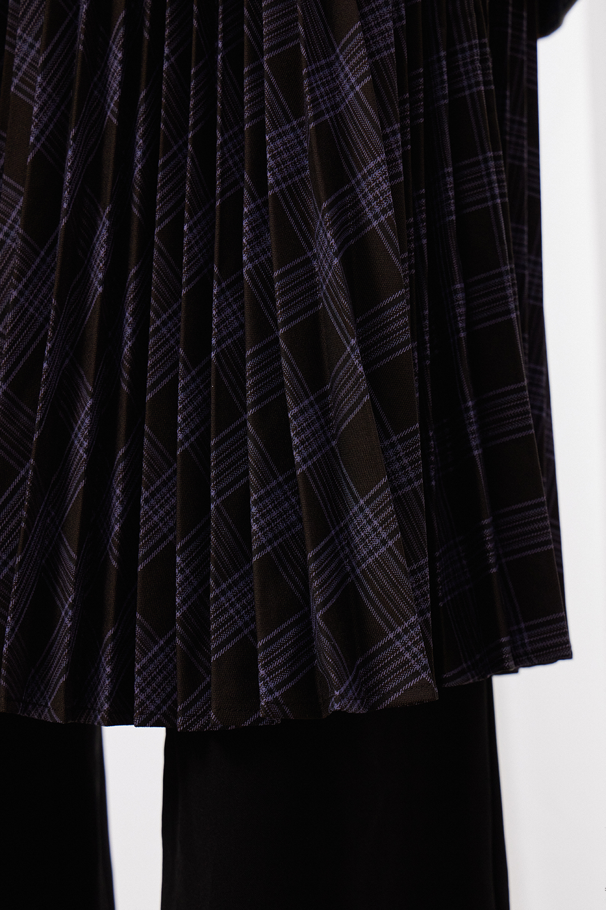 Maalik Grid Pleated Midi Skirt