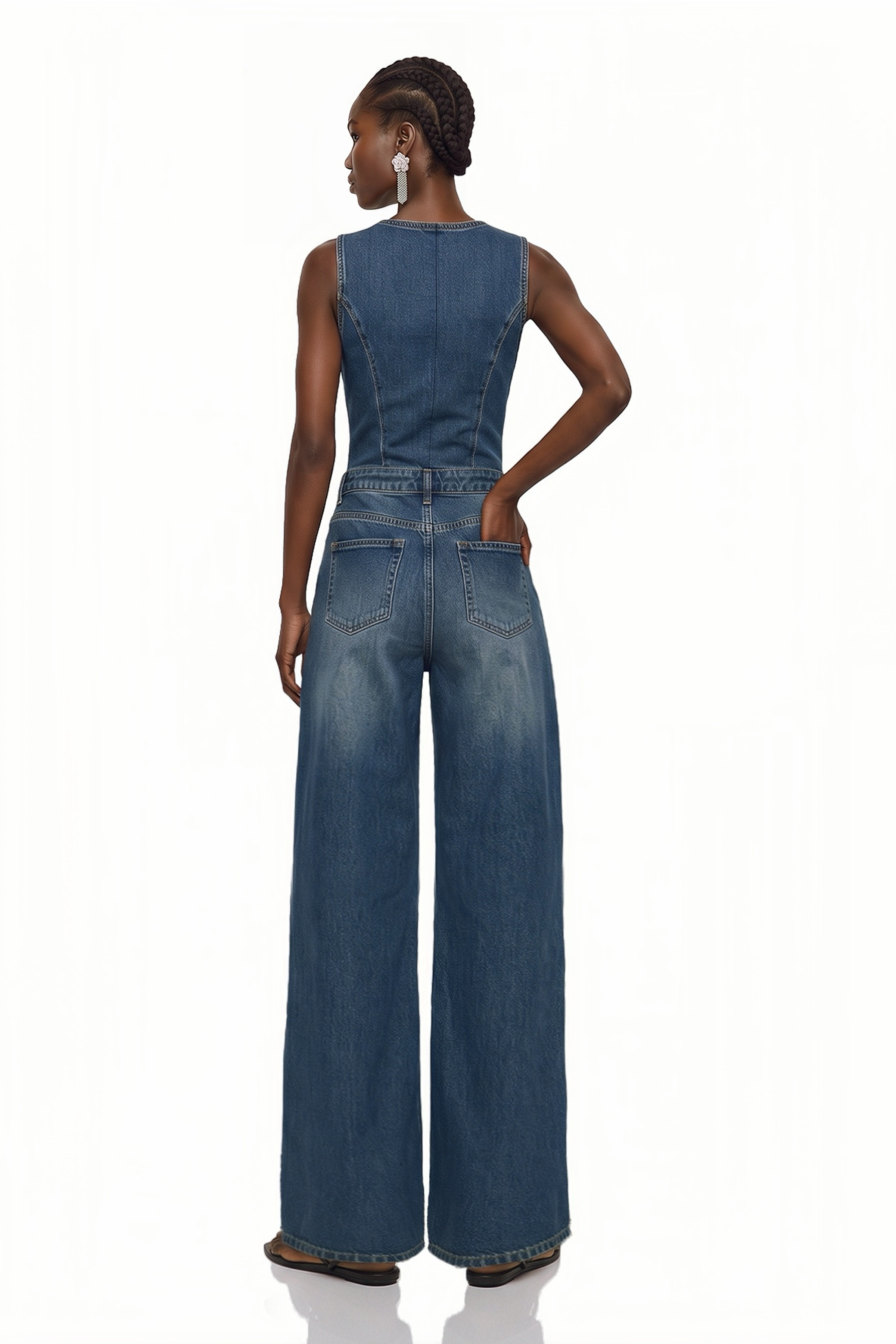 Maartje Sleeveless Eyelet Denim Jumpsuit