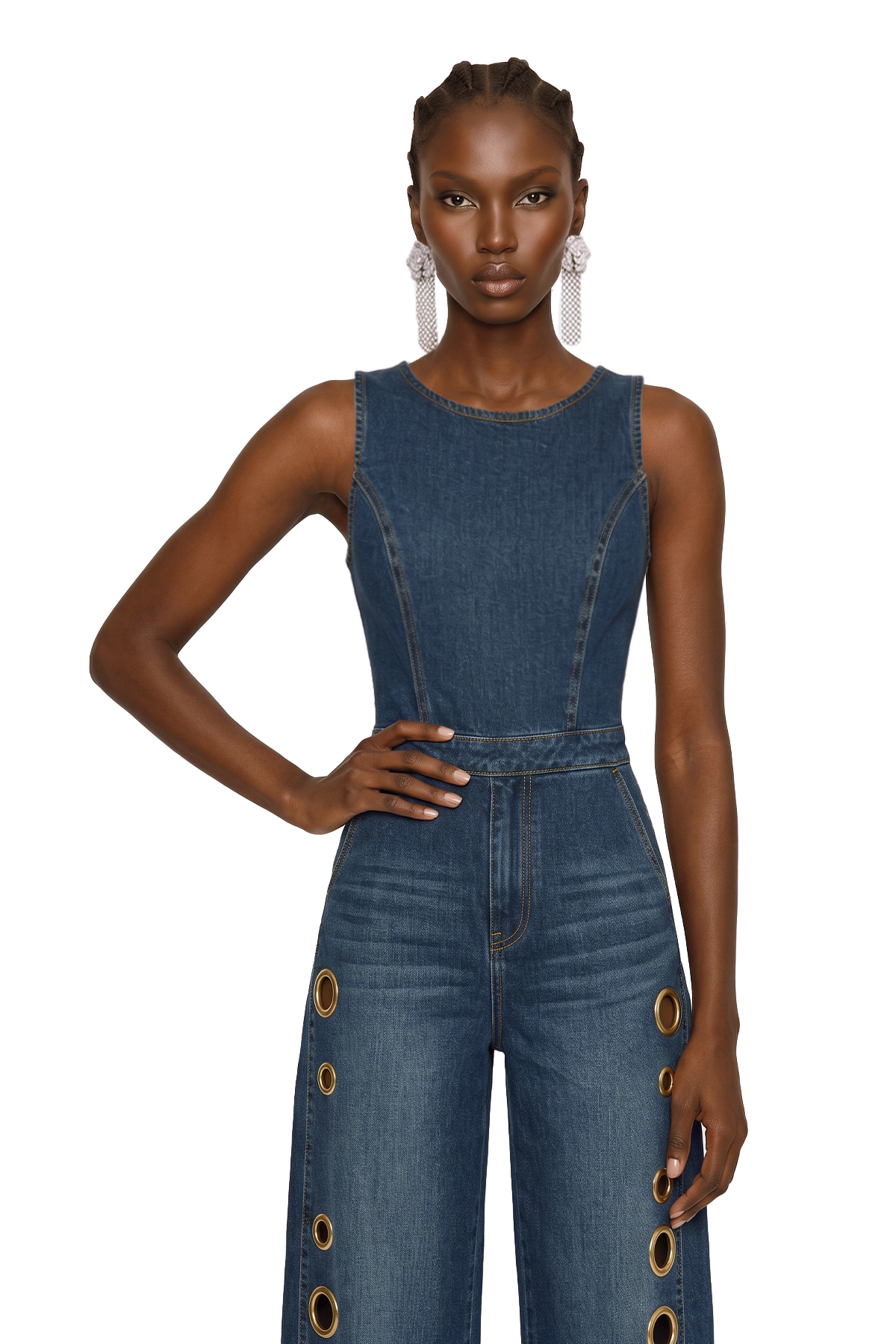 Maartje Sleeveless Eyelet Denim Jumpsuit