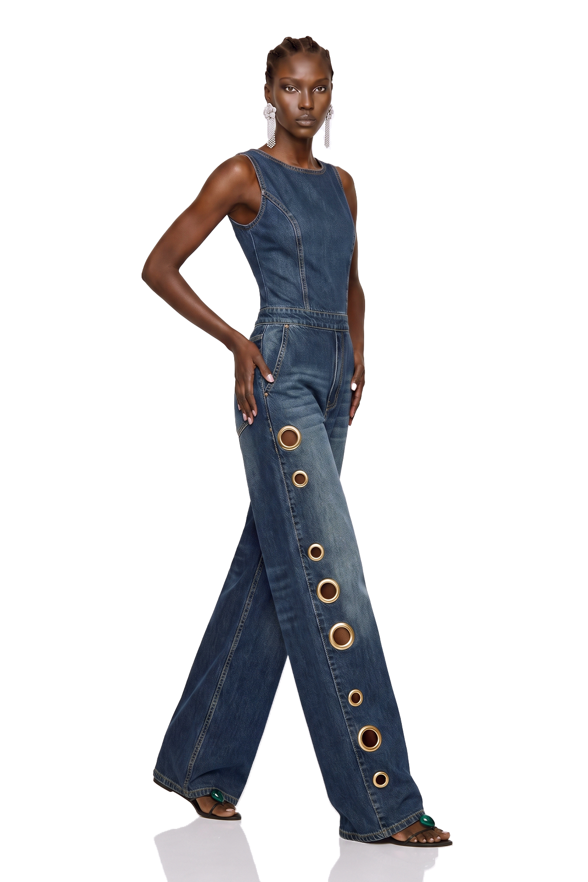 Maartje Sleeveless Eyelet Denim Jumpsuit