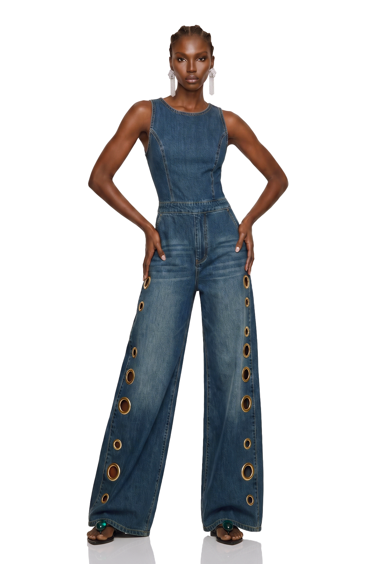 Maartje Sleeveless Eyelet Denim Jumpsuit