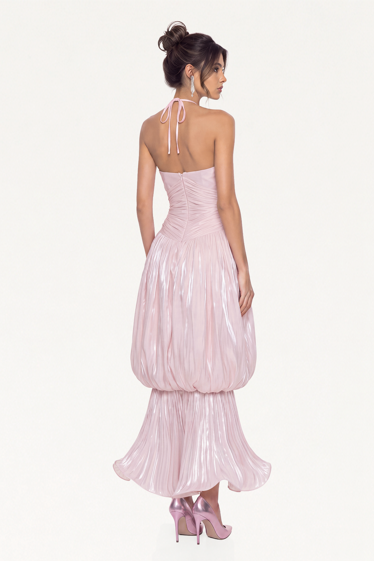 Maaseya Halter Neck Ruch Maxi Dress