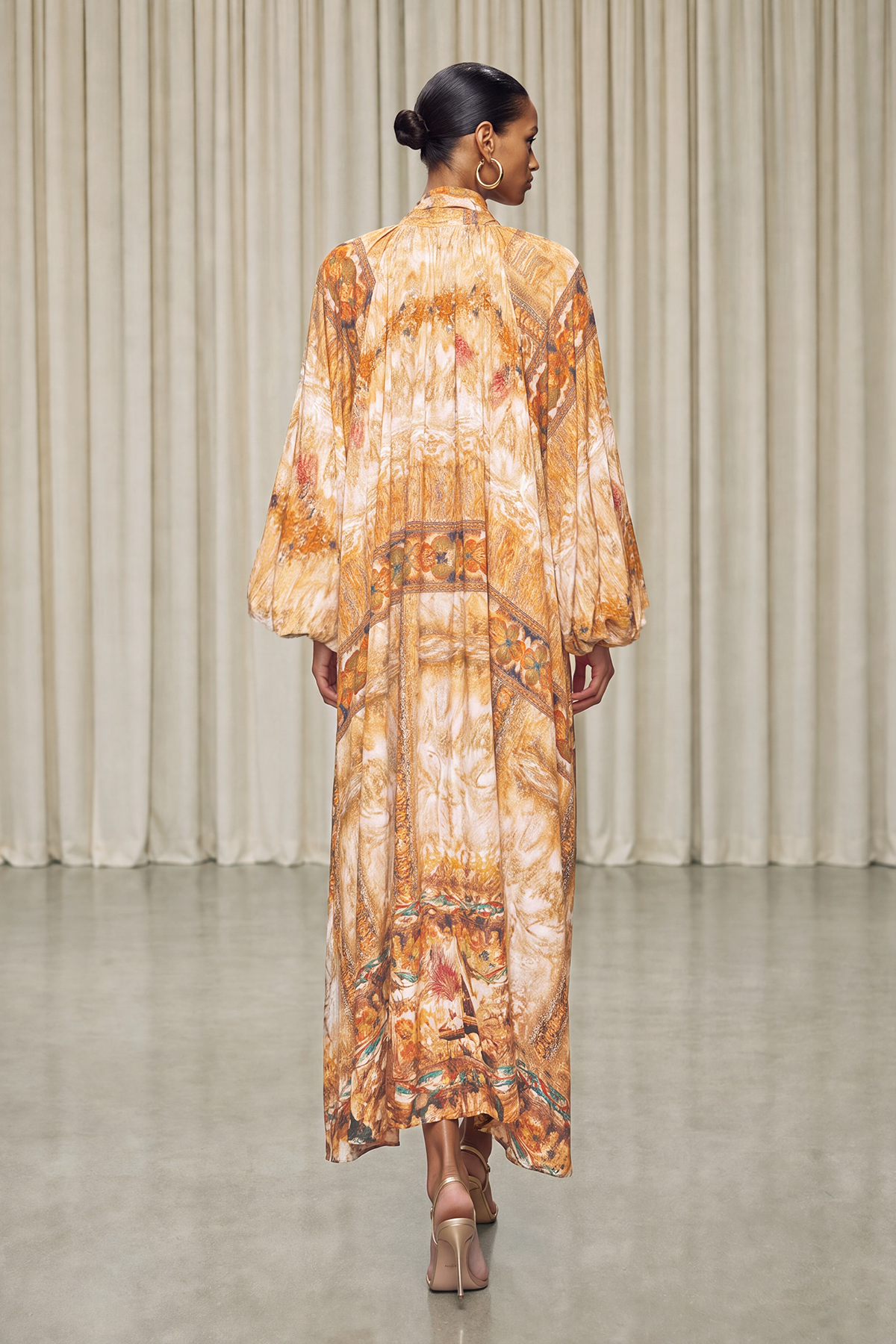 Maata Balloon Sleeve Print Maxi Dress