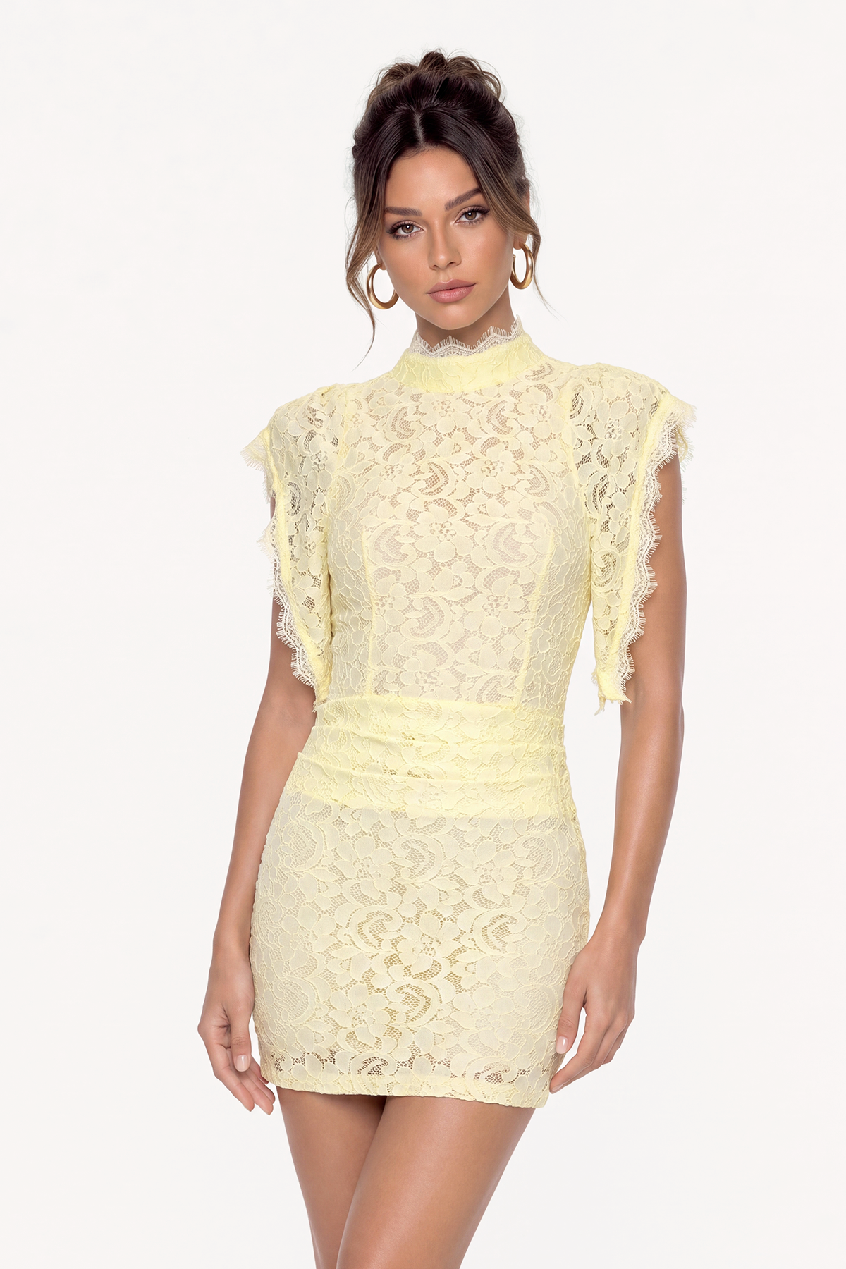 Maayan High Neck Lace Mini Dress