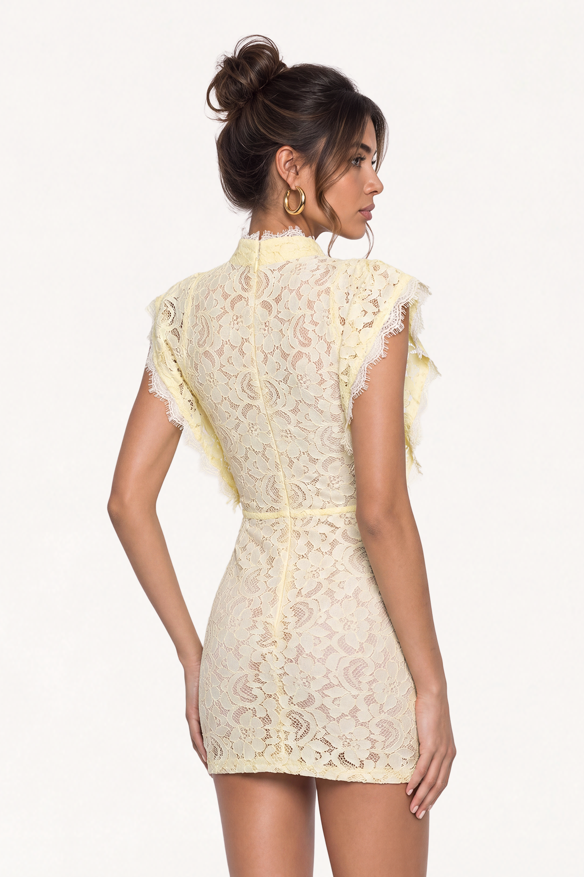 Maayan High Neck Lace Mini Dress