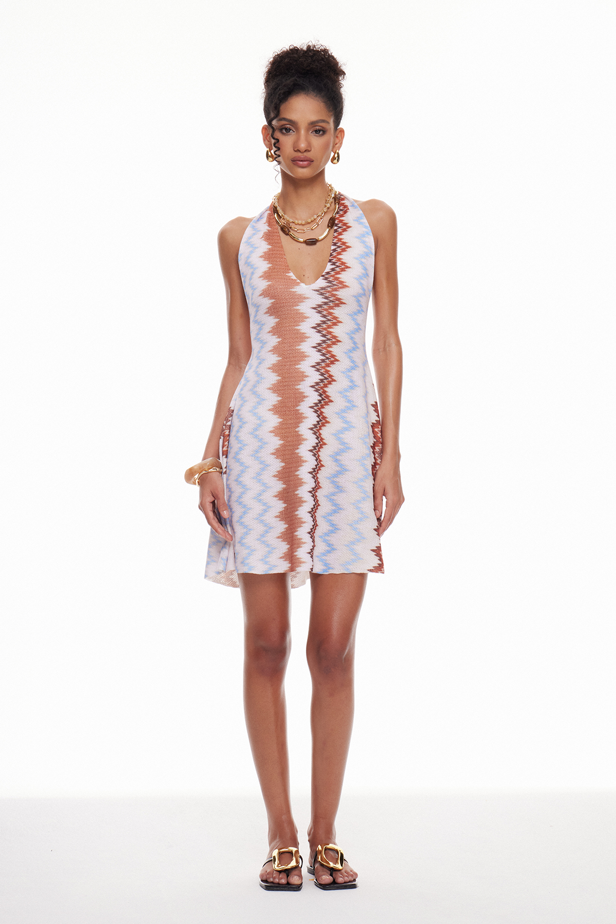 Mabon Halter Neck Print Mini Dress