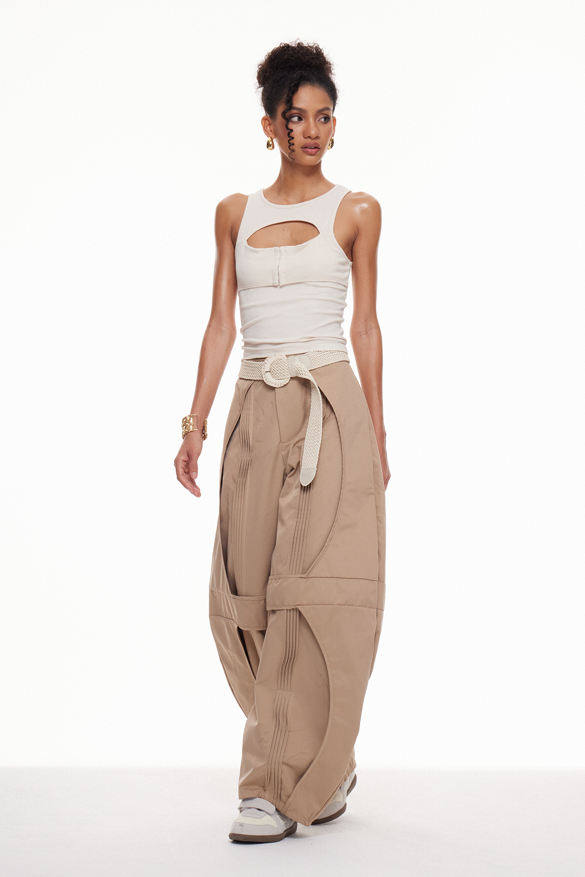 Mabruk Cutout Baggy Pants Set