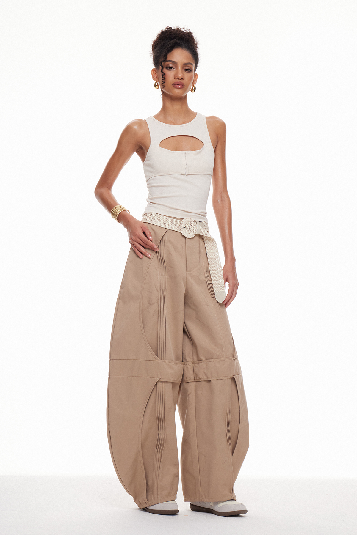 Mabruk Cutout Baggy Pants Set
