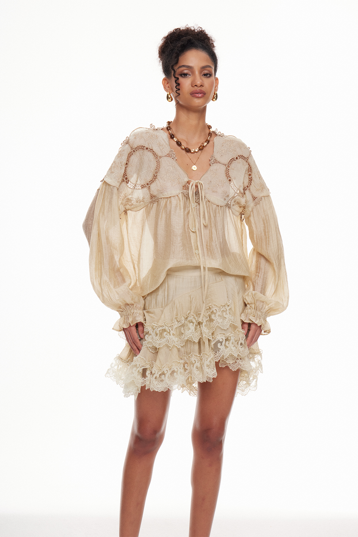 Mabyn Lace Ruffle Skirt Set