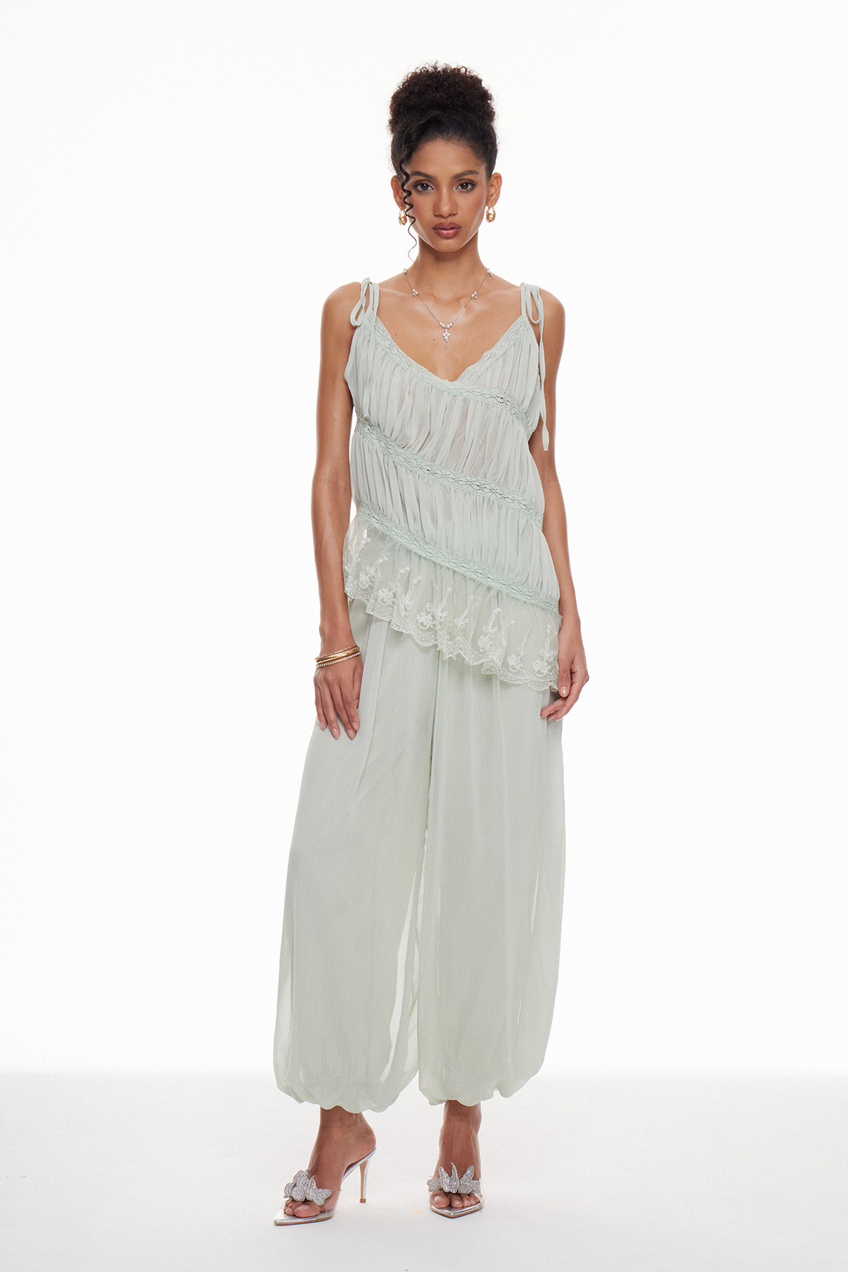 Macbeth Spaghetti Ruch Pants Set
