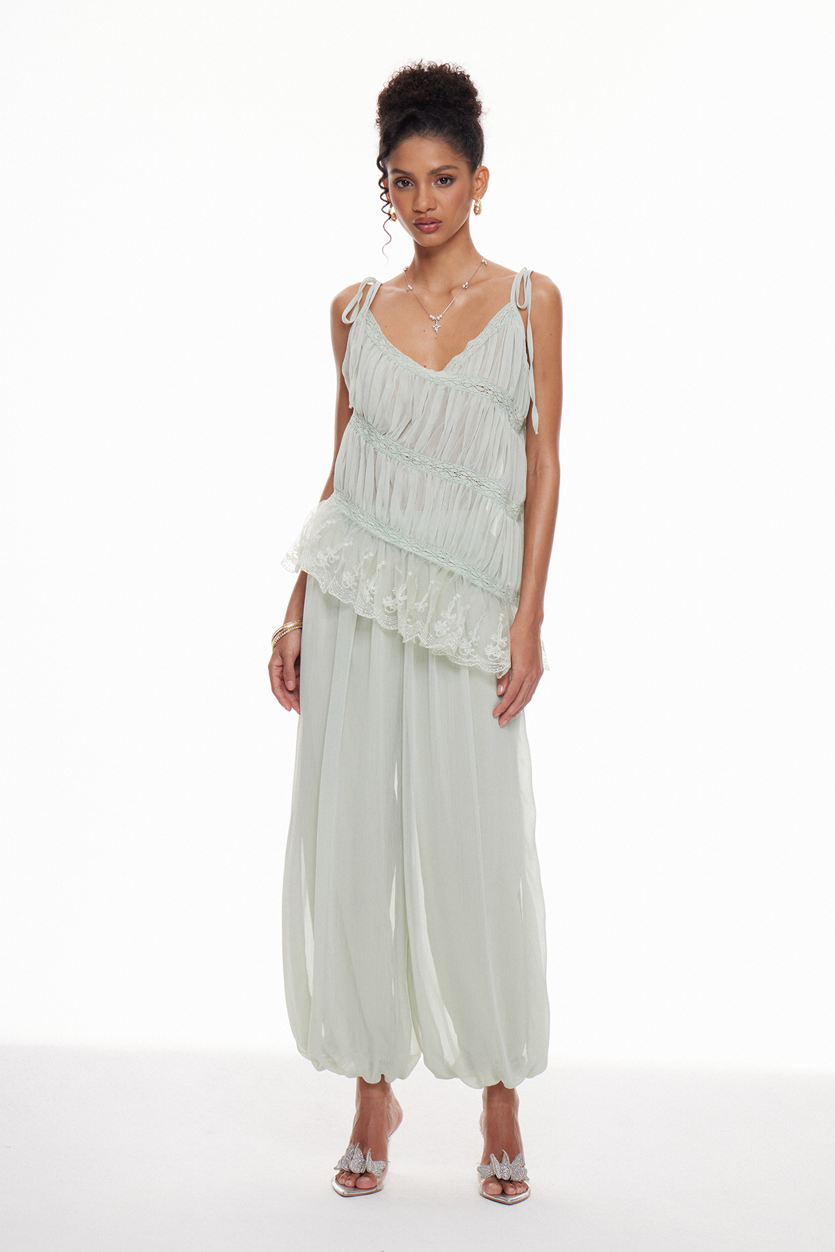 Macbeth Spaghetti Ruch Pants Set