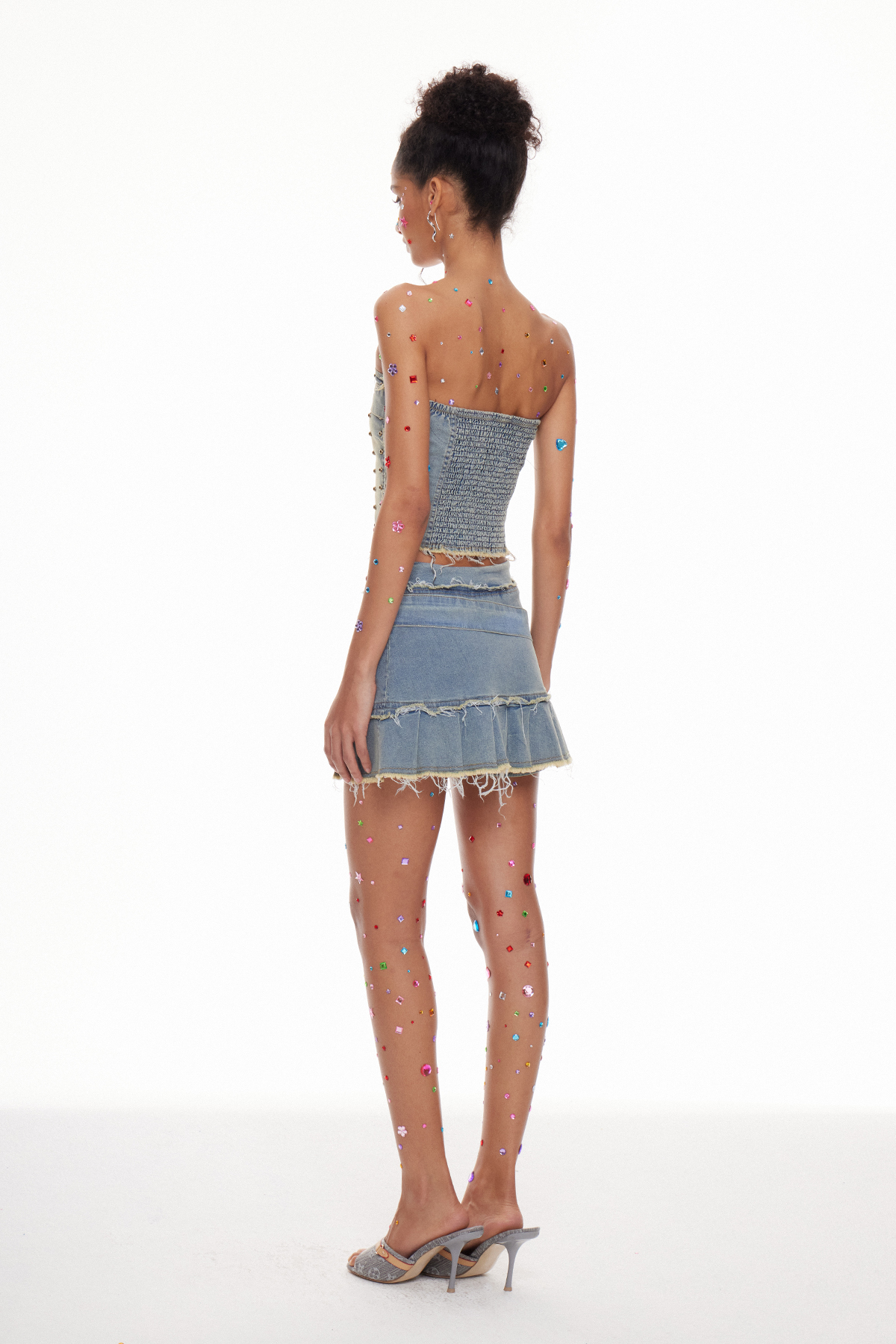 Macey Strapless Denim Skirt Set