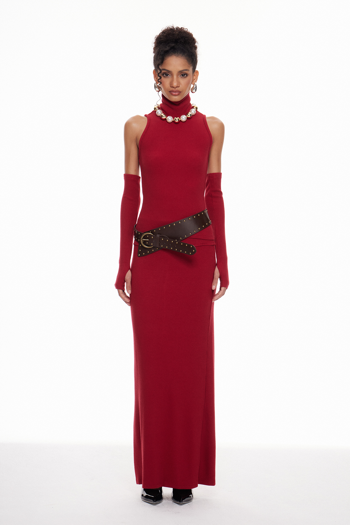 Maciej High Neck Knit Maxi Dress