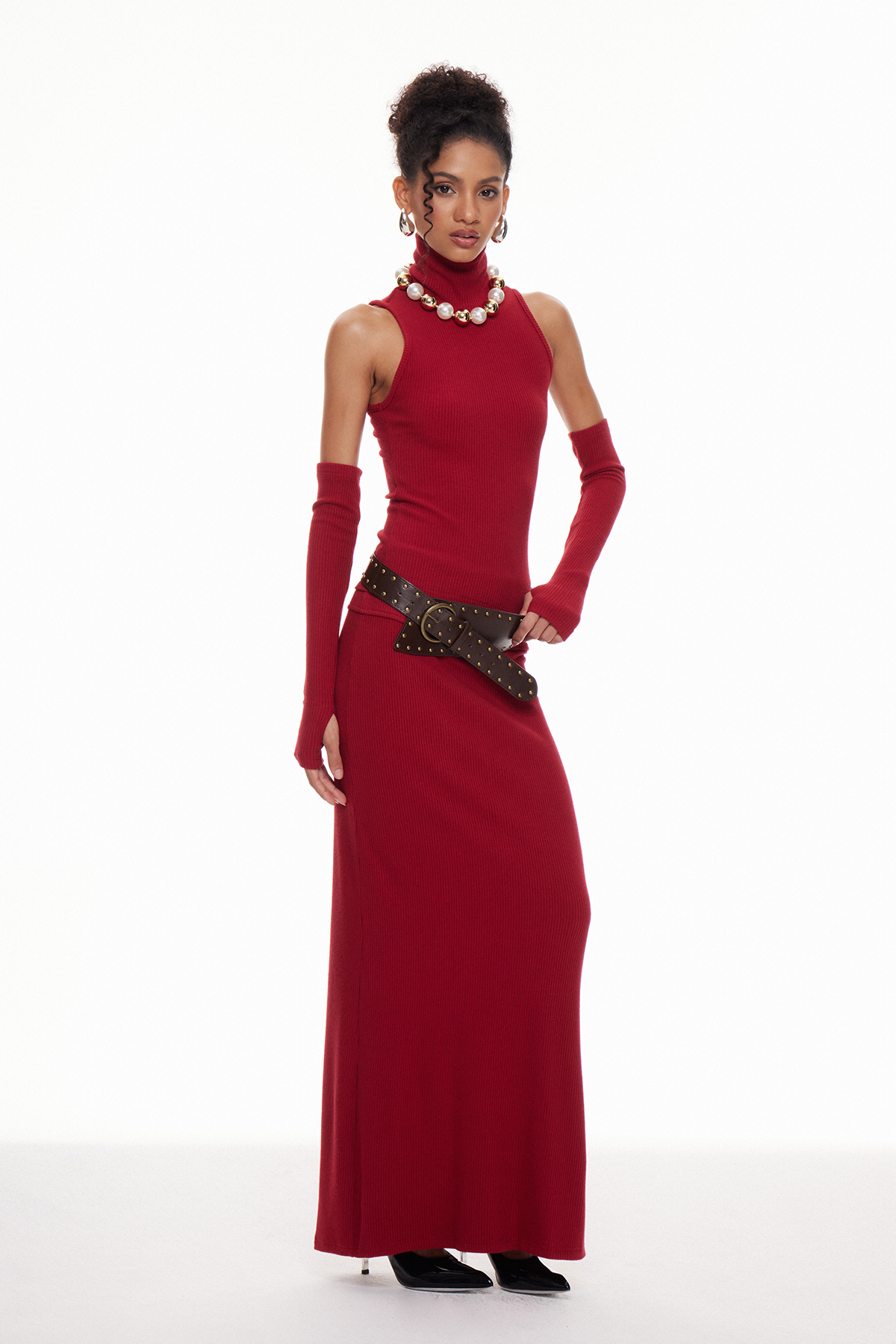 Maciej High Neck Knit Maxi Dress