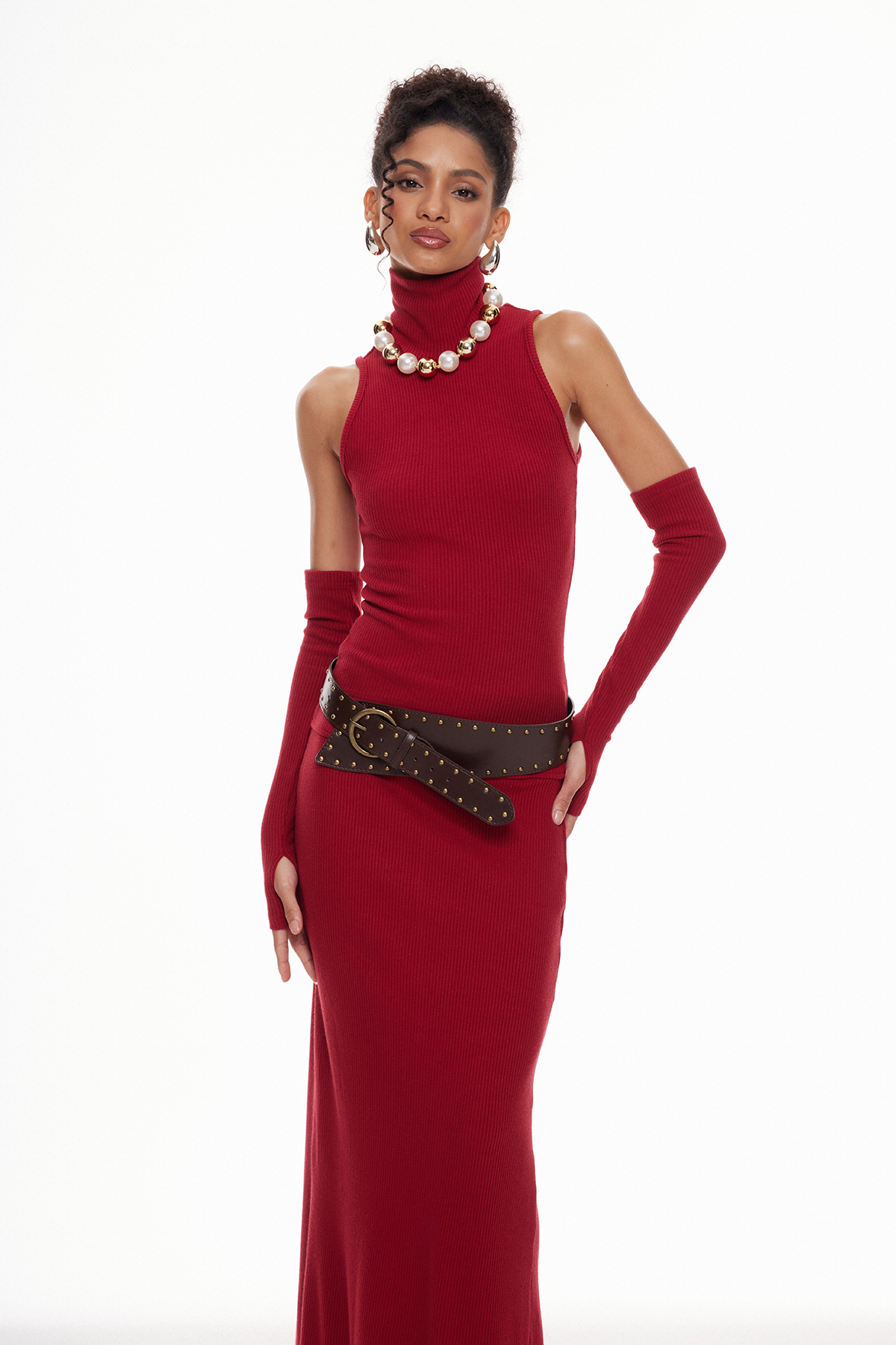 Maciej High Neck Knit Maxi Dress