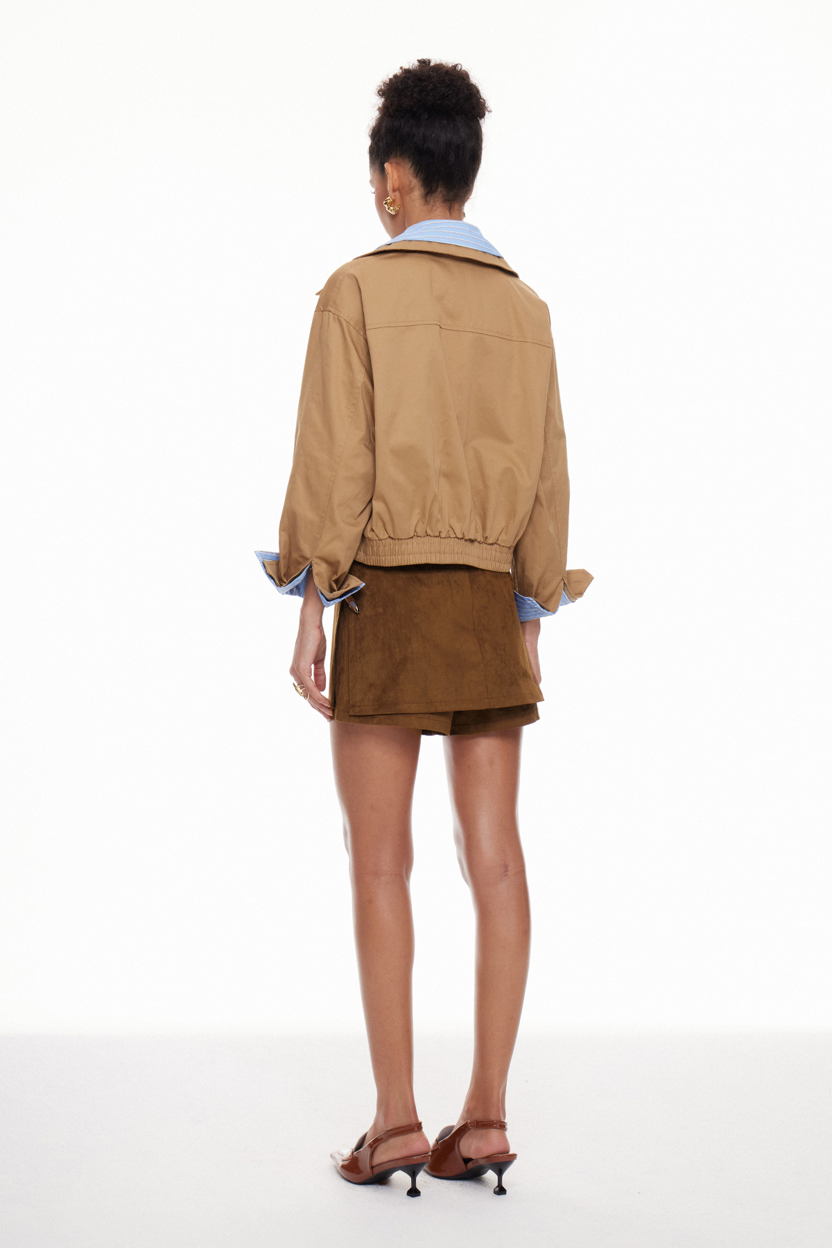 Macy Deconstruct Stripe Suede Shorts Set