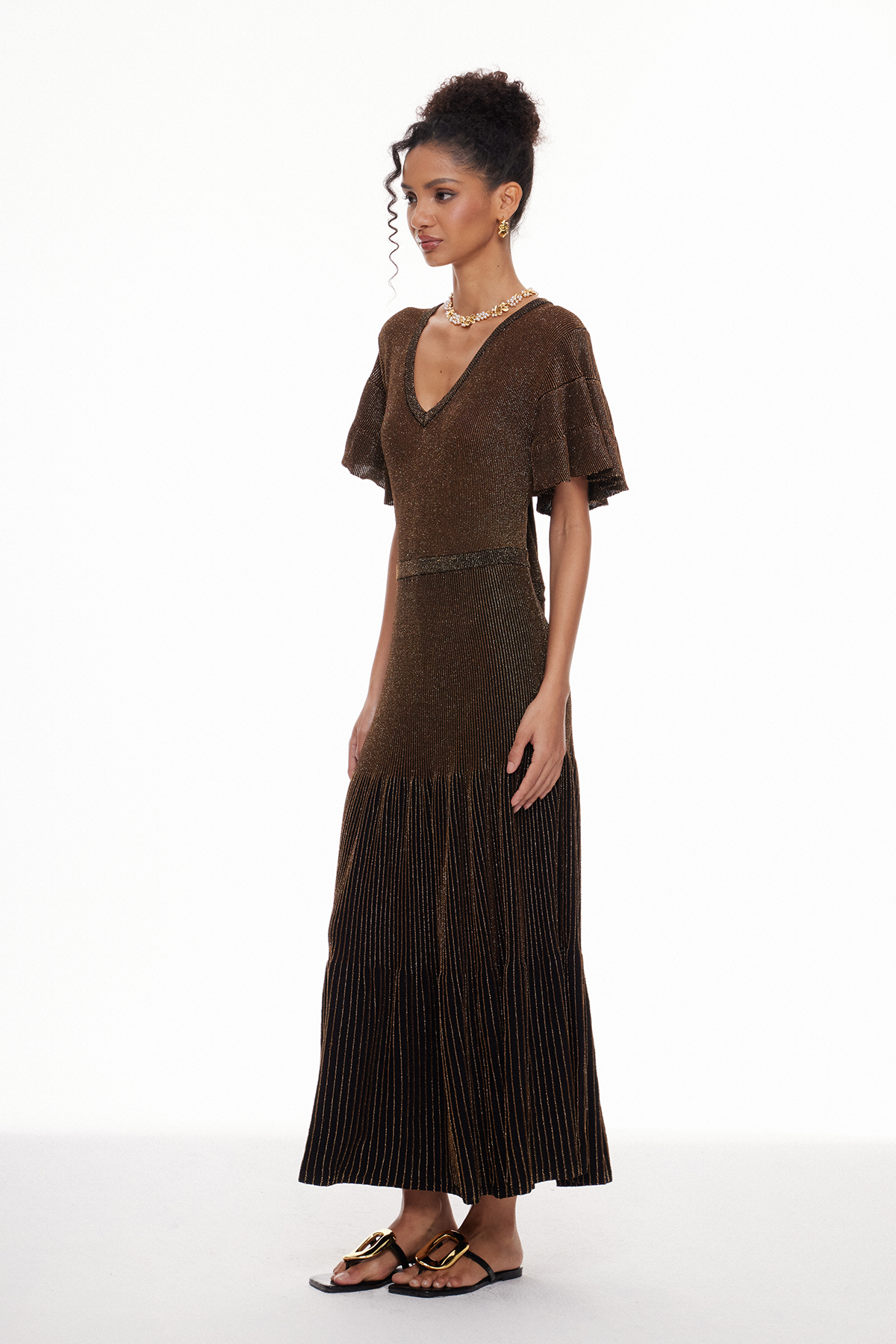 Madai Ruffle Glitter Maxi Dress