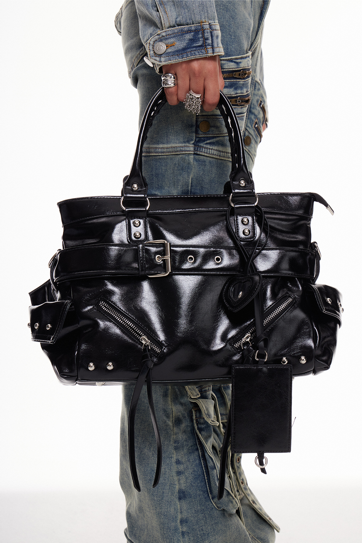 Madan Studded Leather Bag