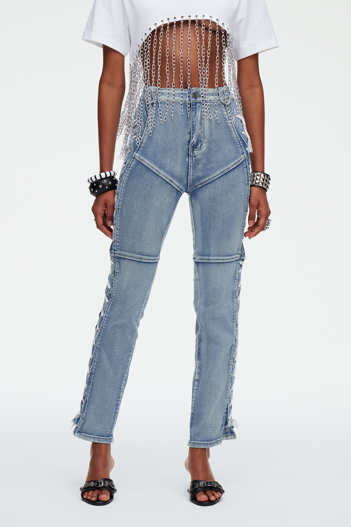 Madchen Lace Up Jeans