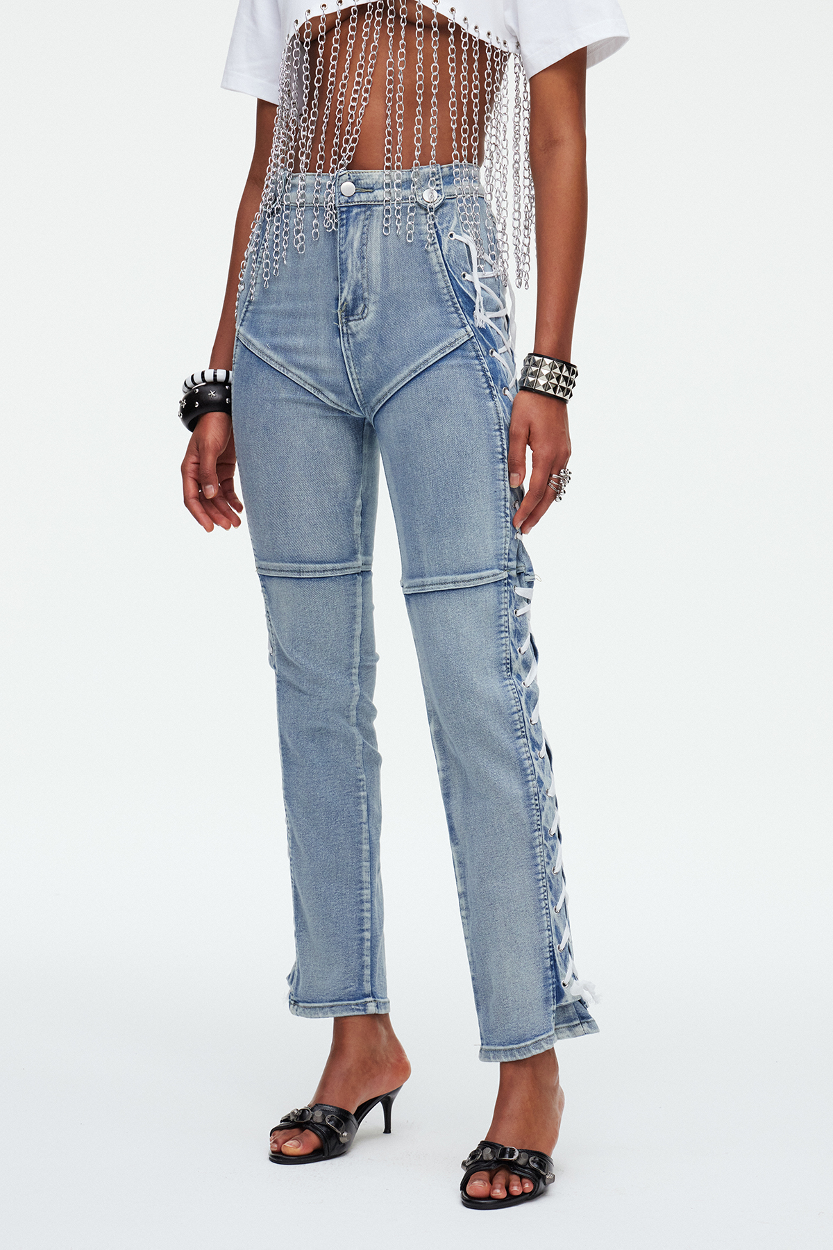 Madchen Lace Up Jeans