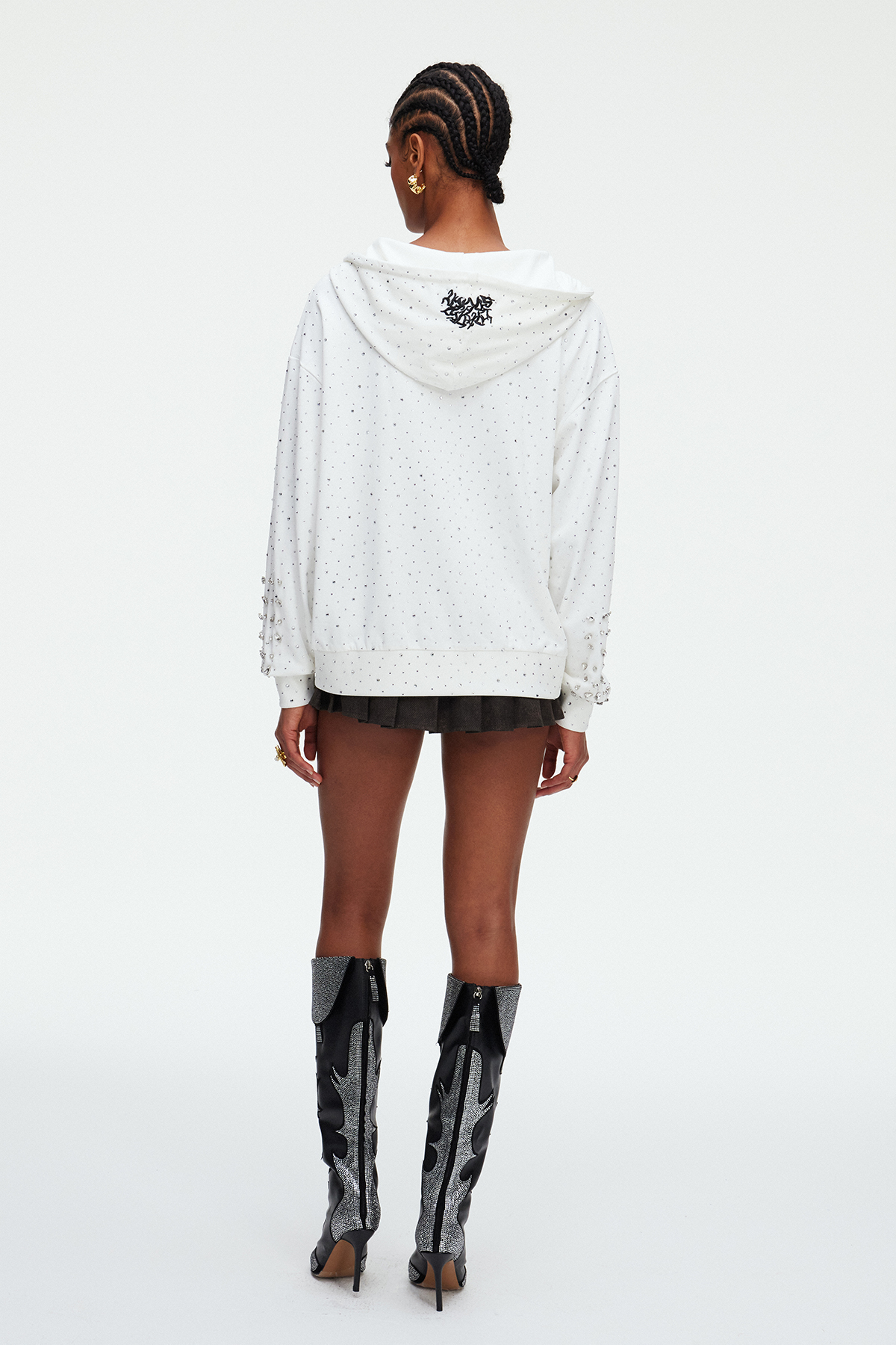 Maddalen Hooded Rhinestone Jacket