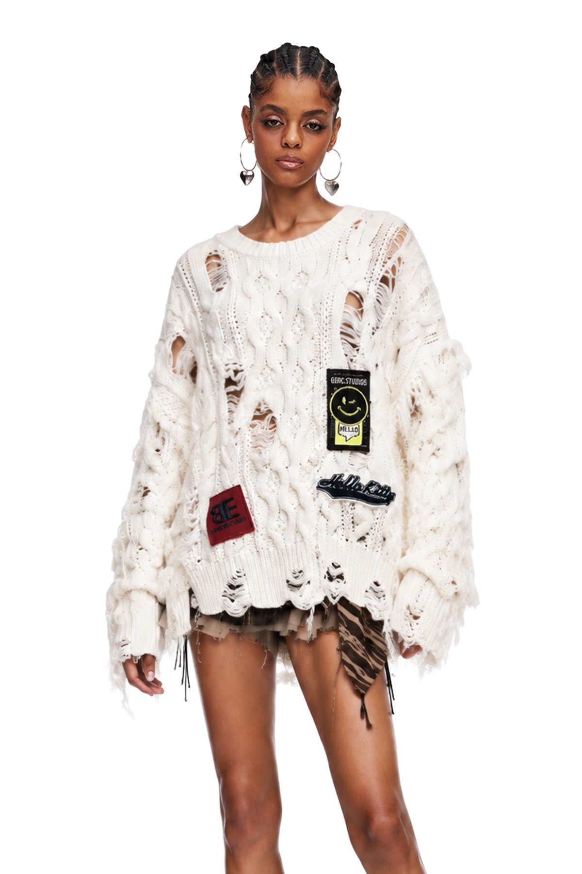 Maddox Embroidered Ripped Sweater