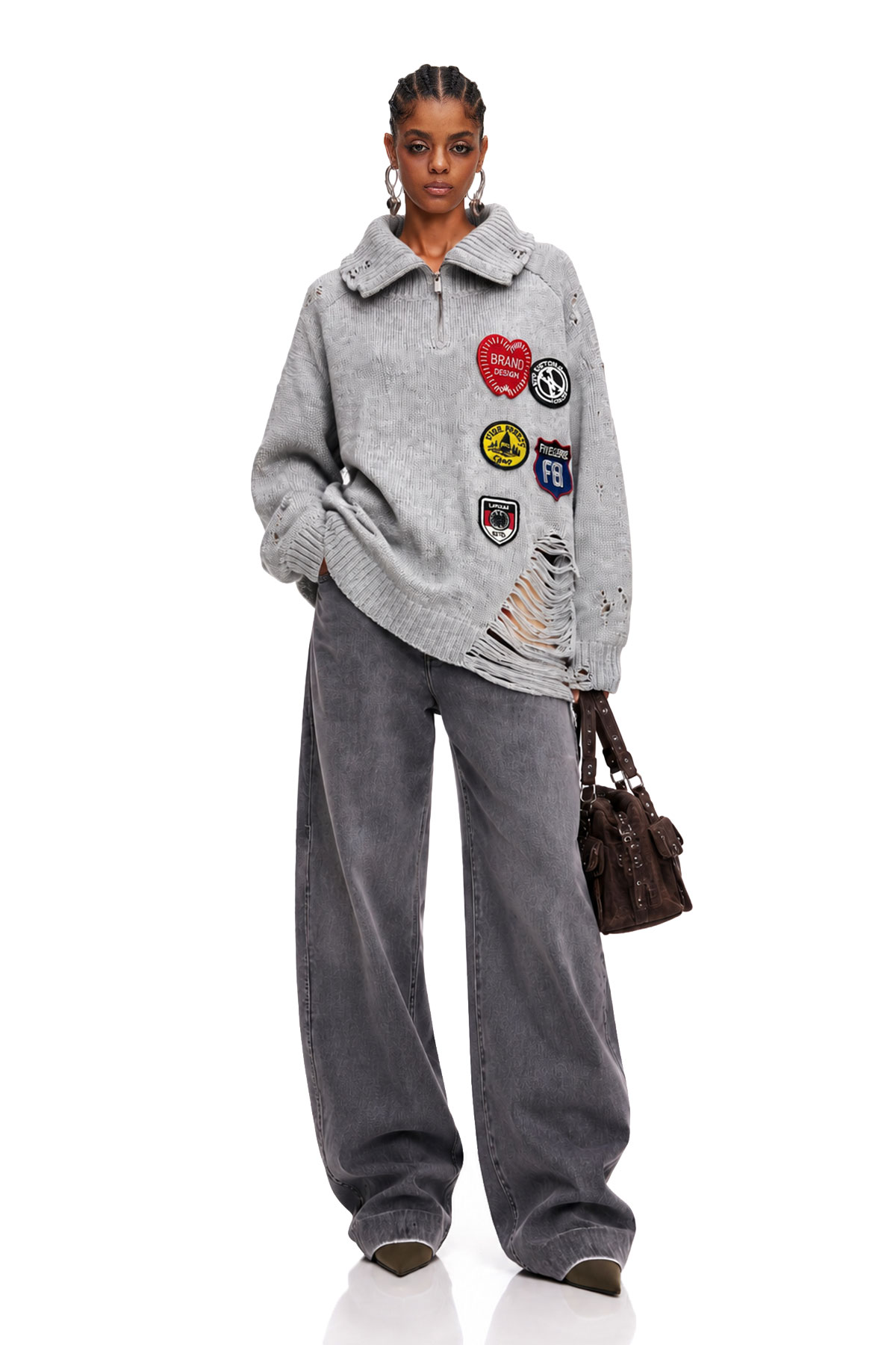 Maddox Lapel Ripped Sweater