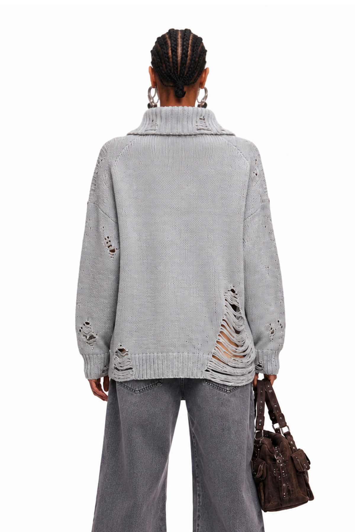 Maddox Lapel Ripped Sweater