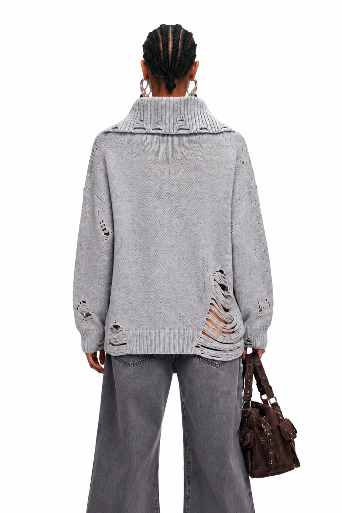Maddox Lapel Ripped Sweater