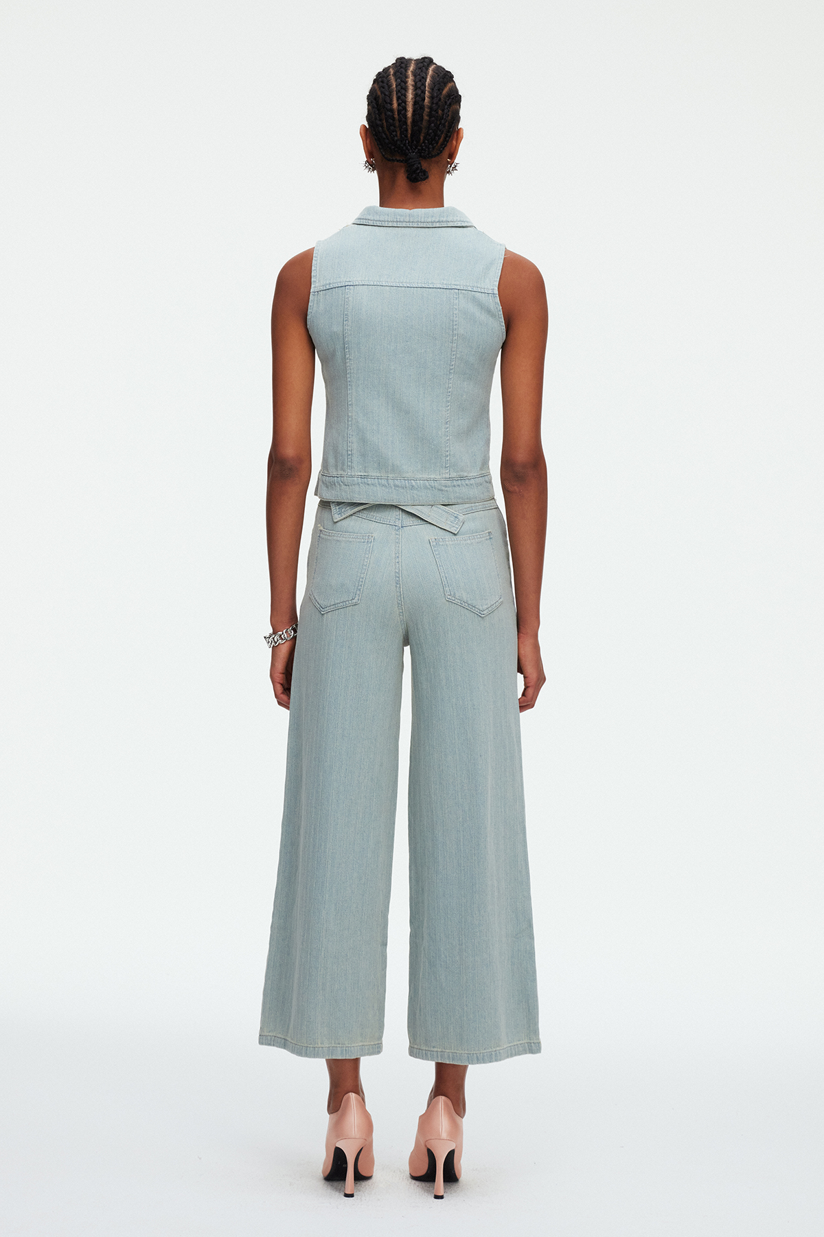 Madeleine Asymmetric Denim Pants Set