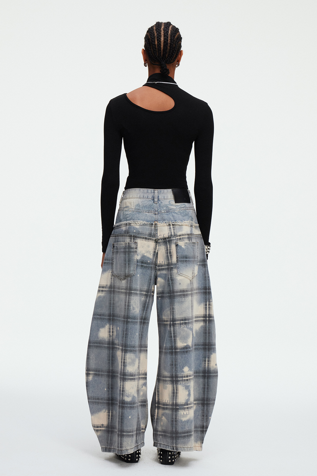 Madeline Grid Ripped Jeans